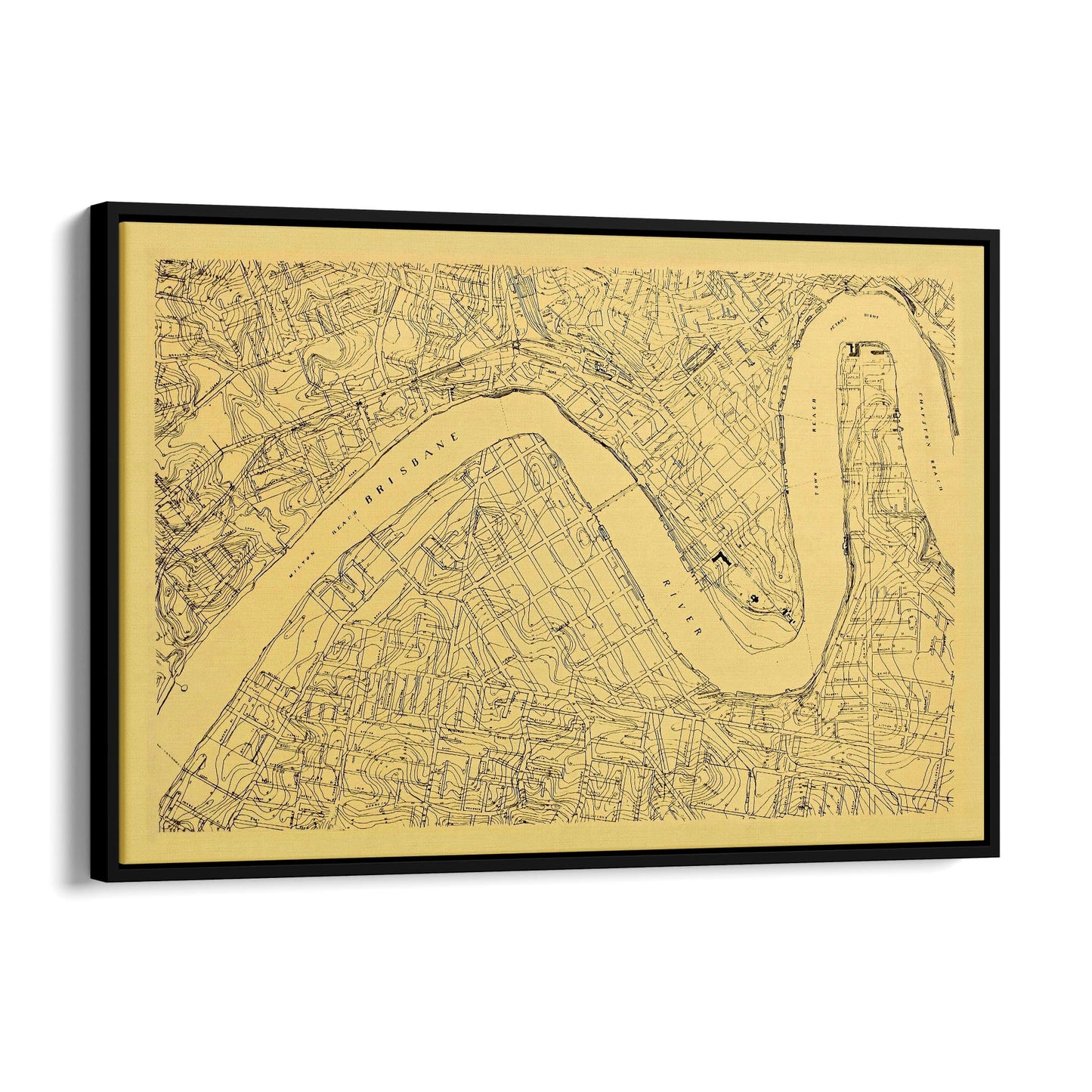 Brisbane Queensland Vintage Map Wall Art - The Affordable Art Company