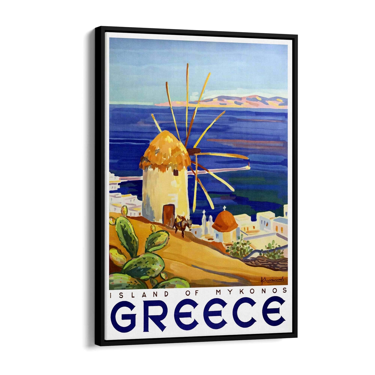 Island of Mykonos Greece Vintage Travel Advert Wall Art - The Affordable Art Company