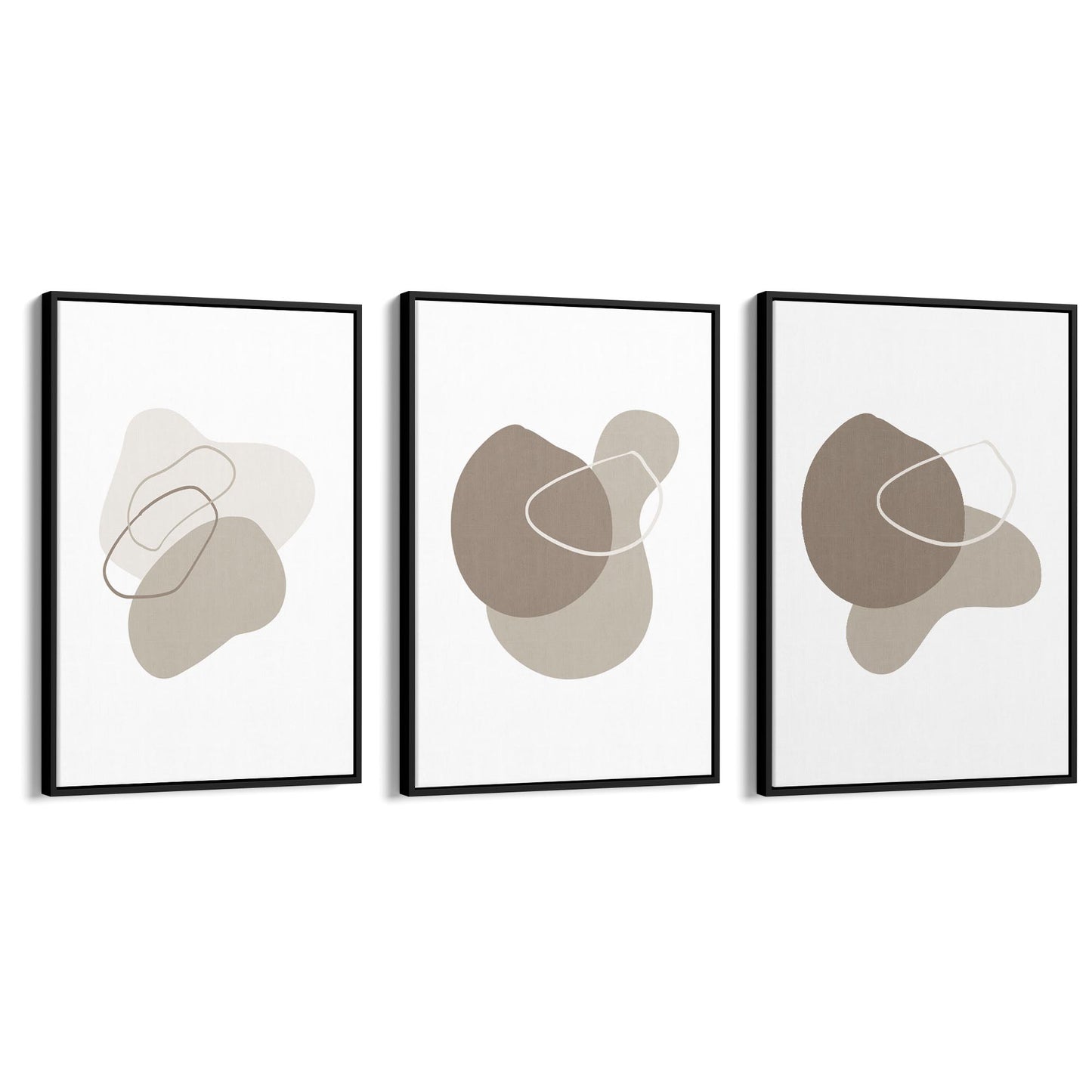 Set of Minimal Grey Line Shape Abstract Wall Art #1 - The Affordable Art Company