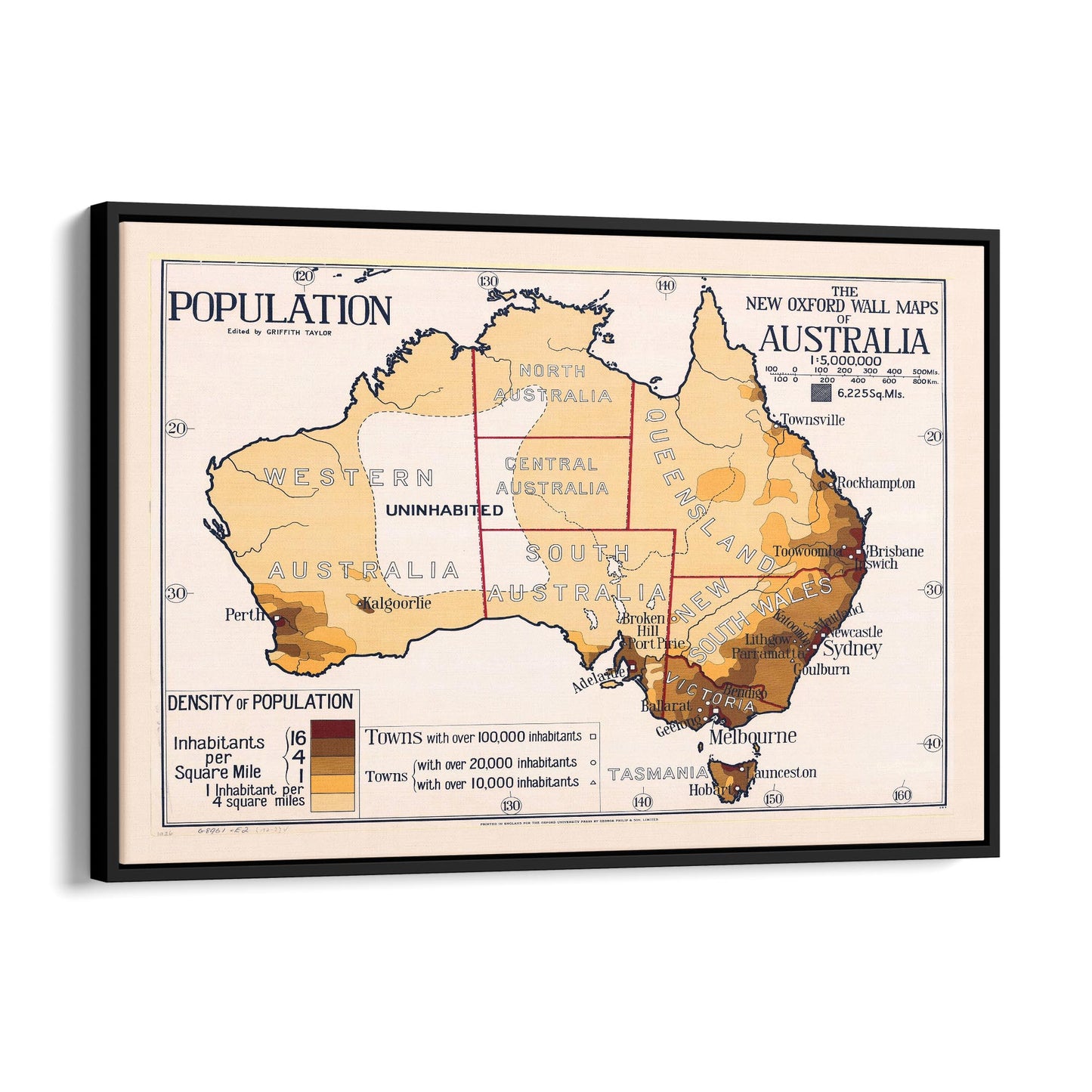 Australian Vintage Map Population Wall Art - The Affordable Art Company