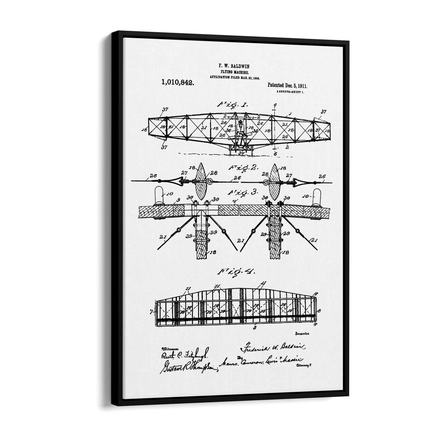 Airplane Patent Vintage Minimal Man Cave Wall Art #3 - The Affordable Art Company