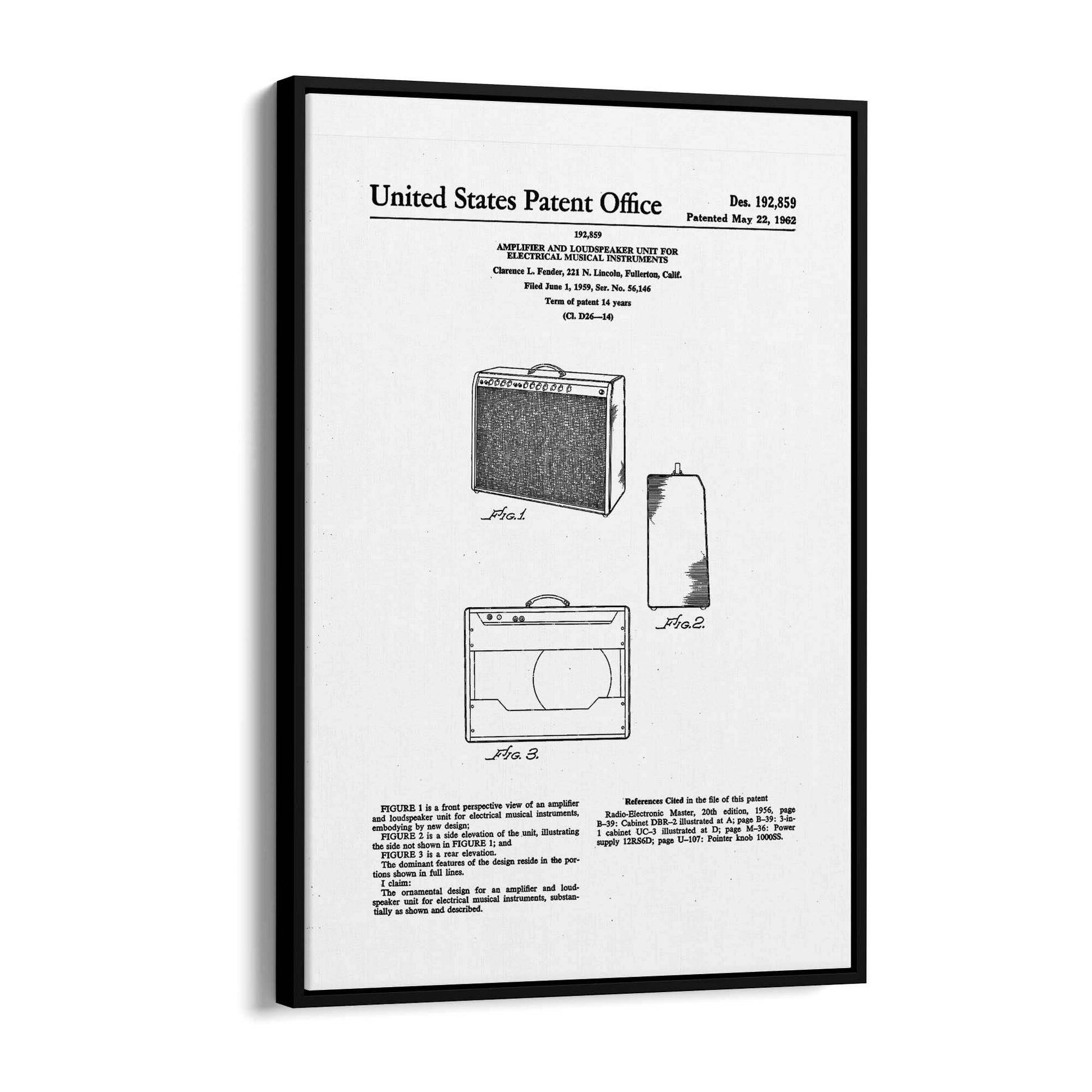 Vintage Music Amp Black Patent Gift Wall Art #2 - The Affordable Art Company