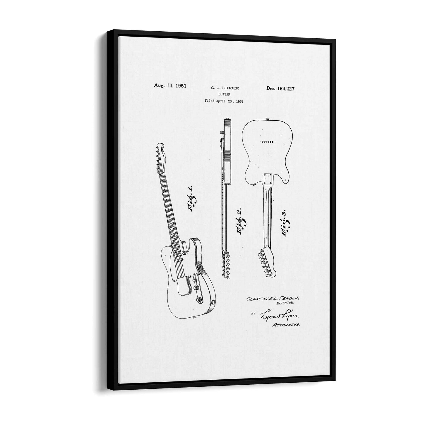 Vintage Telecaster Guitar White Patent Wall Art #2 - The Affordable Art Company