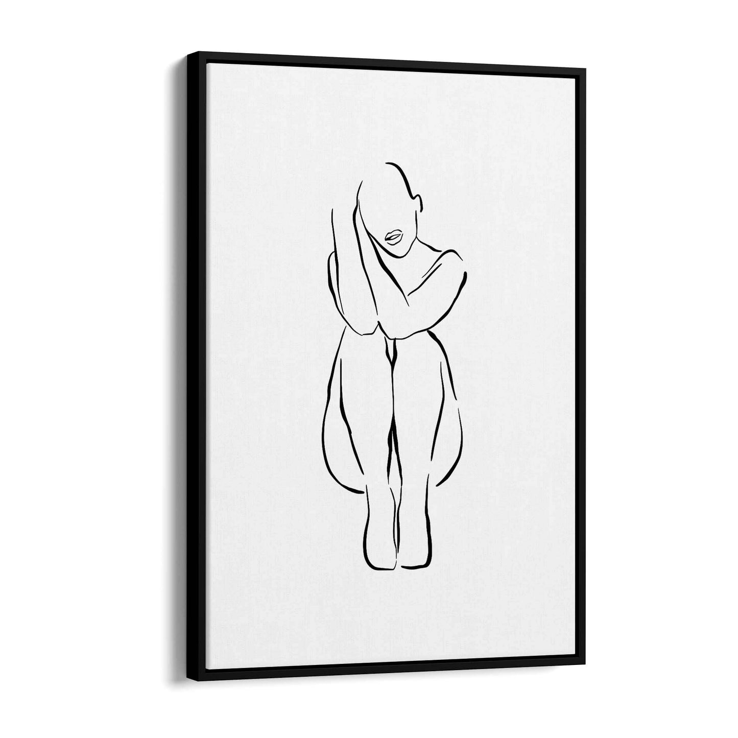 Posed Nude Female Body Minimal Drawing Wall Art #1 - The Affordable Art Company