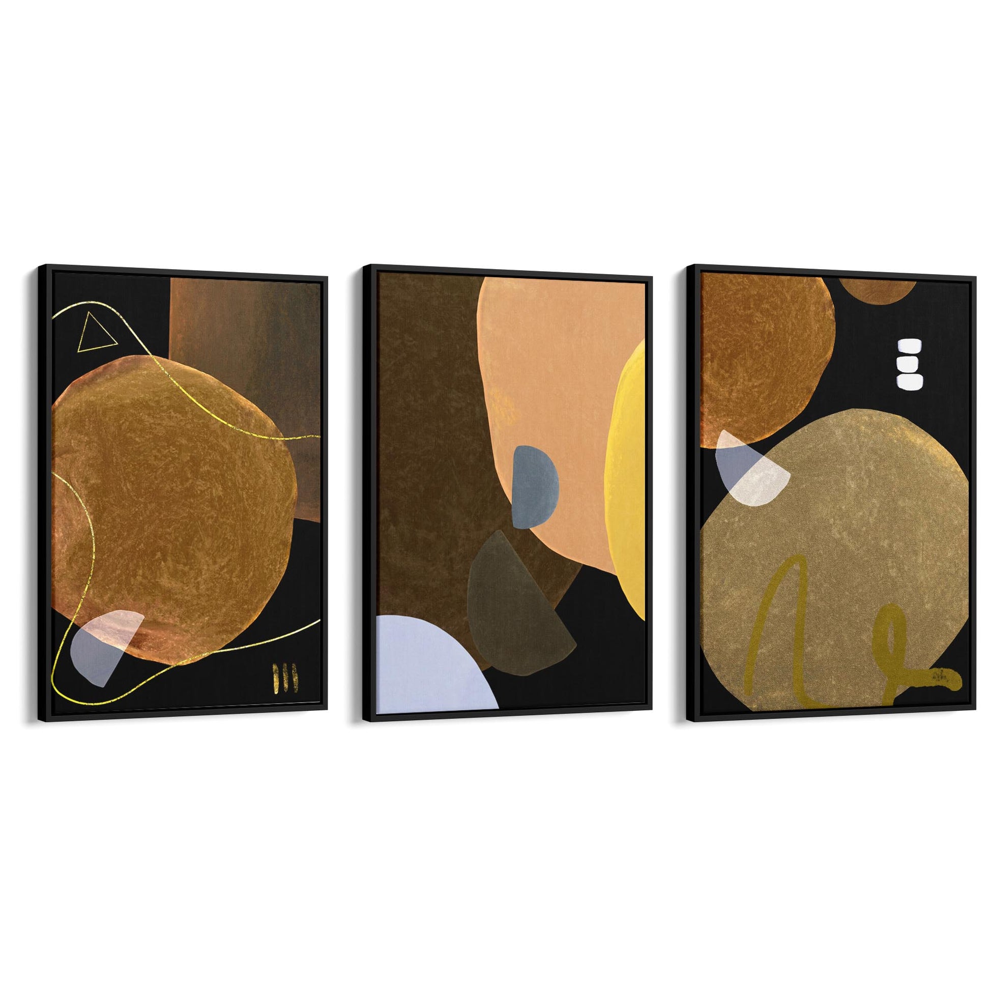 Set of Dark Abstract Painting Modern Wall Art - The Affordable Art Company