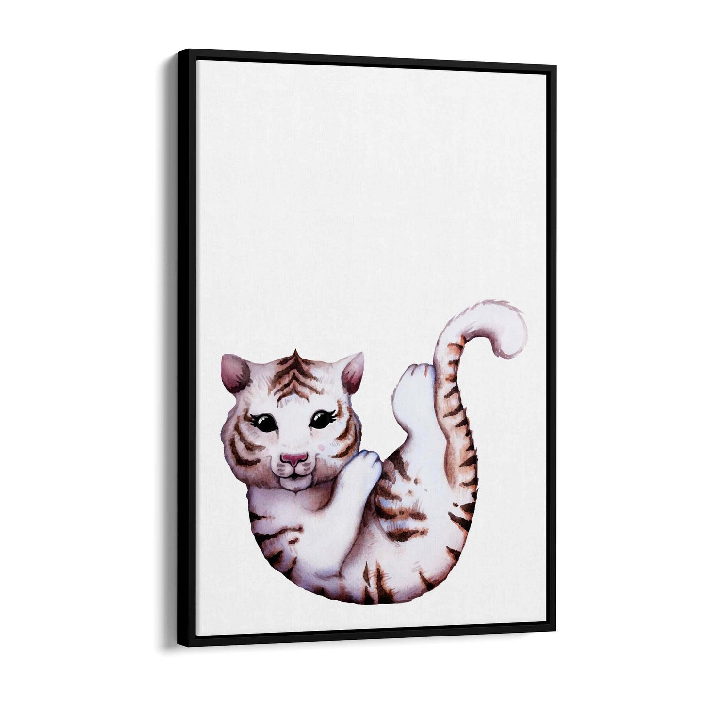 Cartoon White Tiger Cute Nursery Baby Animal Art - The Affordable Art Company