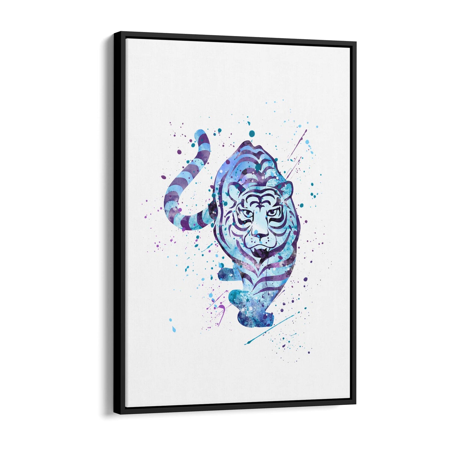 Blue Tiger Cute Animal Painting Wall Art - The Affordable Art Company