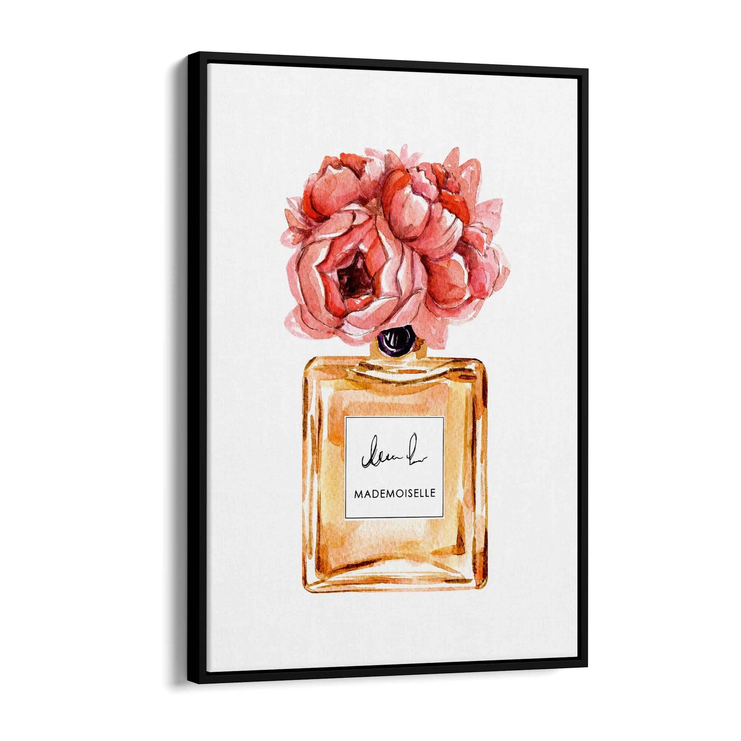 Peach Floral Perfume Bottle Fashion Wall Art #1 - The Affordable Art Company