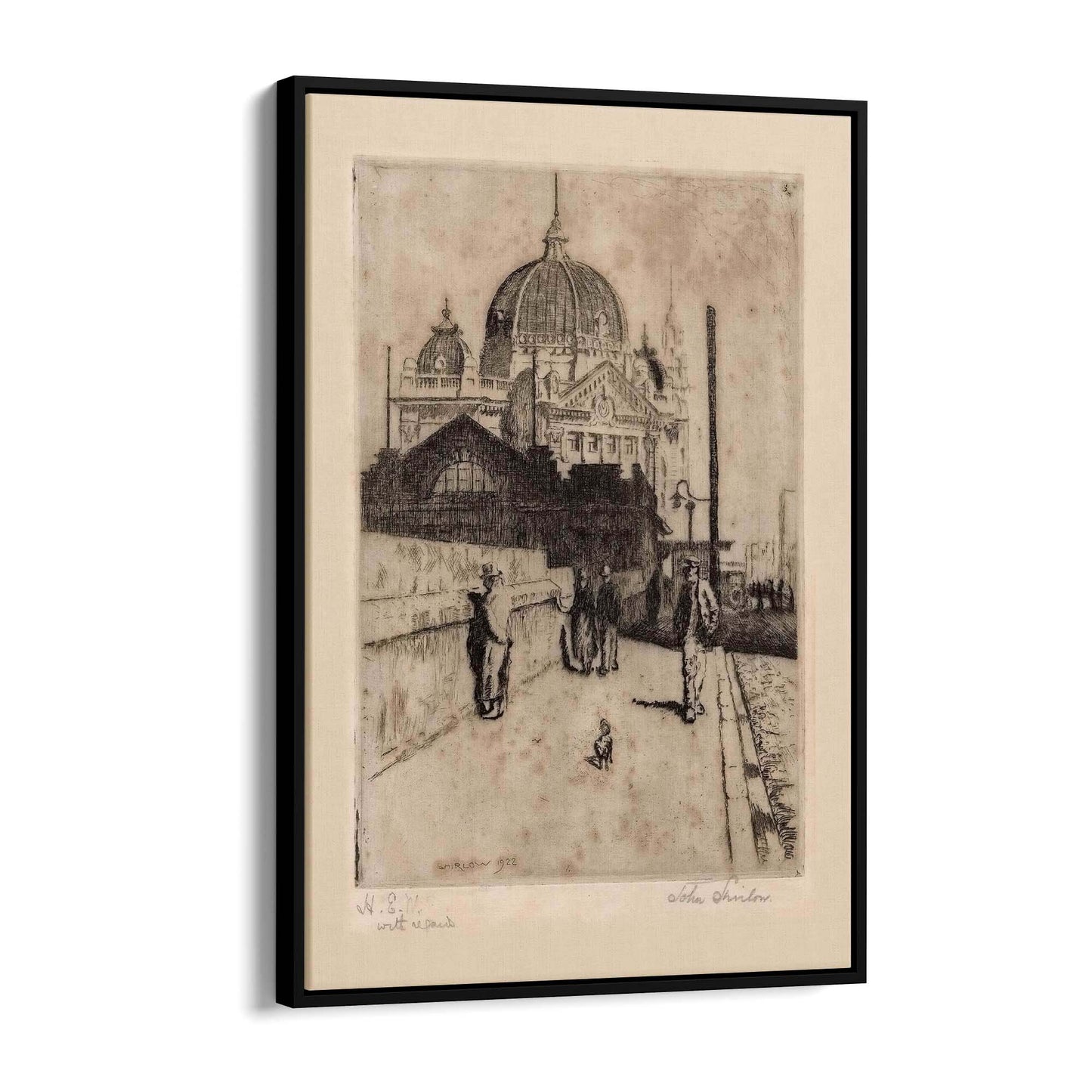 Flinders St Station Melbourne Vintage Drawing Art #2 - The Affordable Art Company