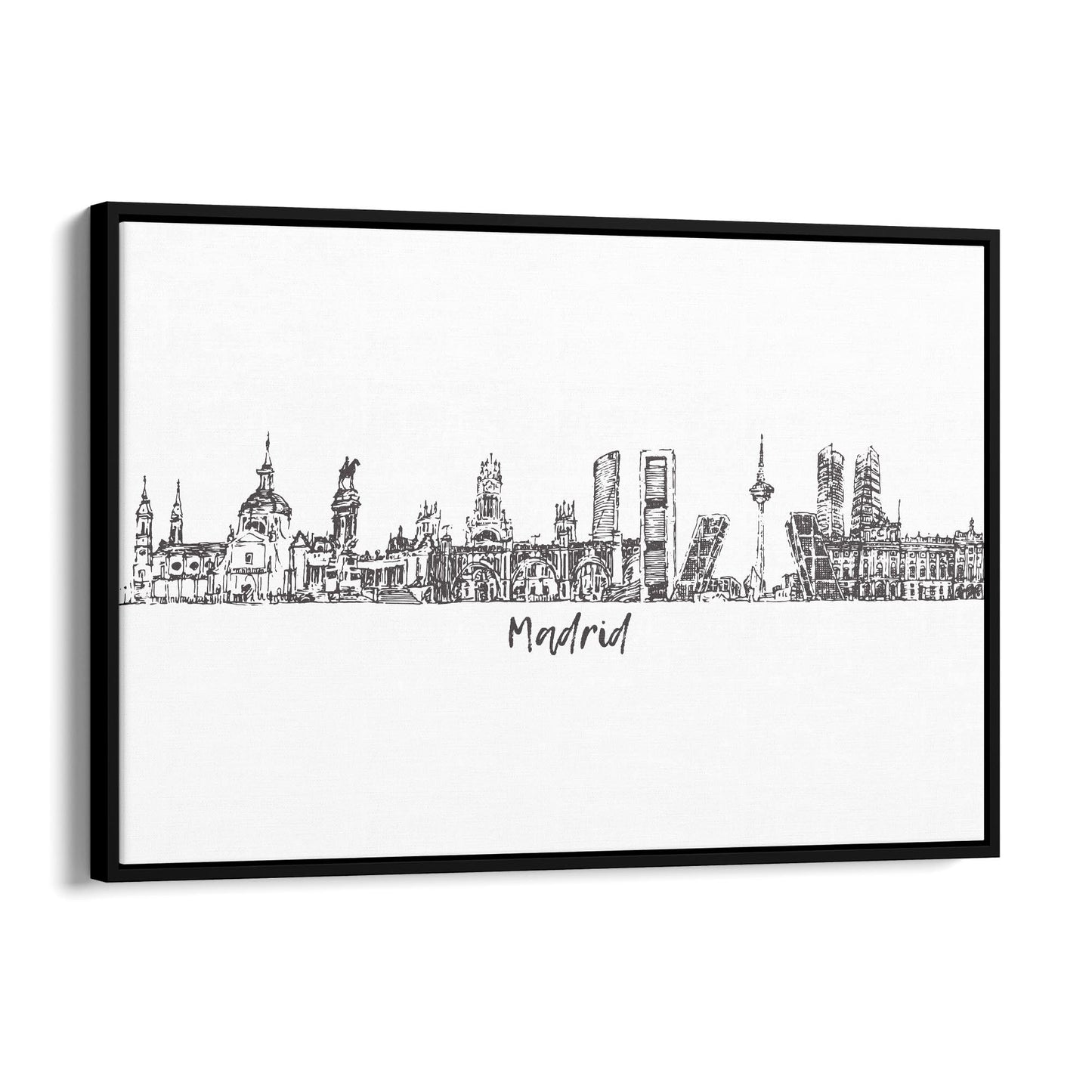 Madrid Spain Cityscape Drawing Travel Wall Art - The Affordable Art Company