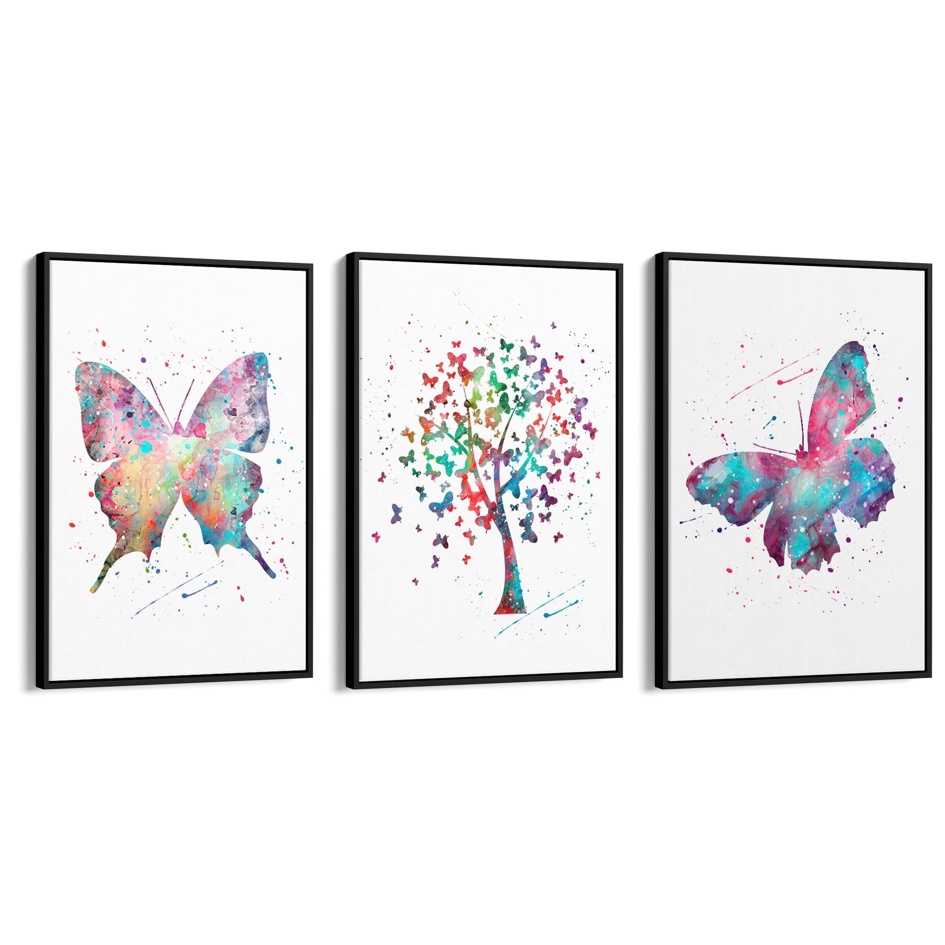 Set of Cute Butterfly Nursery Colourful Wall Art - The Affordable Art Company
