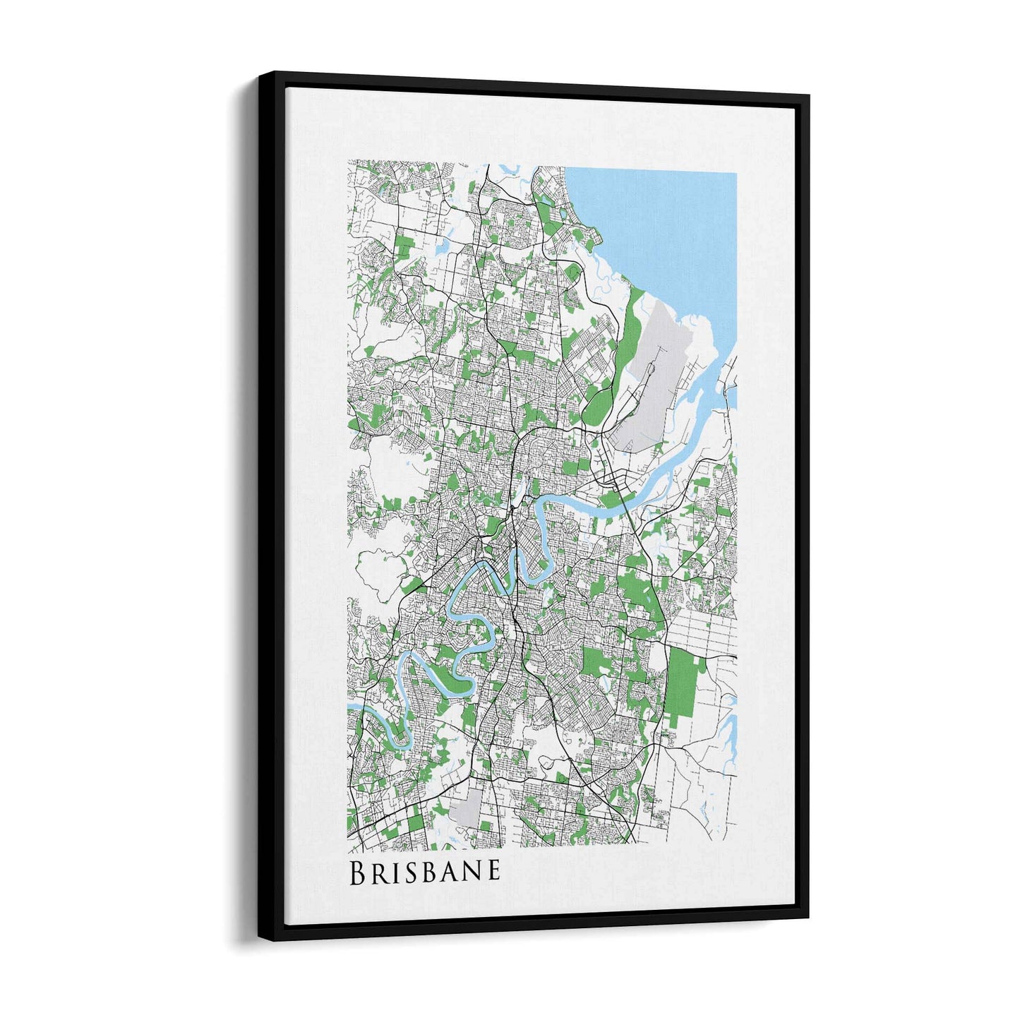 Minimal Brisbane Map Modern Queensland Wall Art - The Affordable Art Company