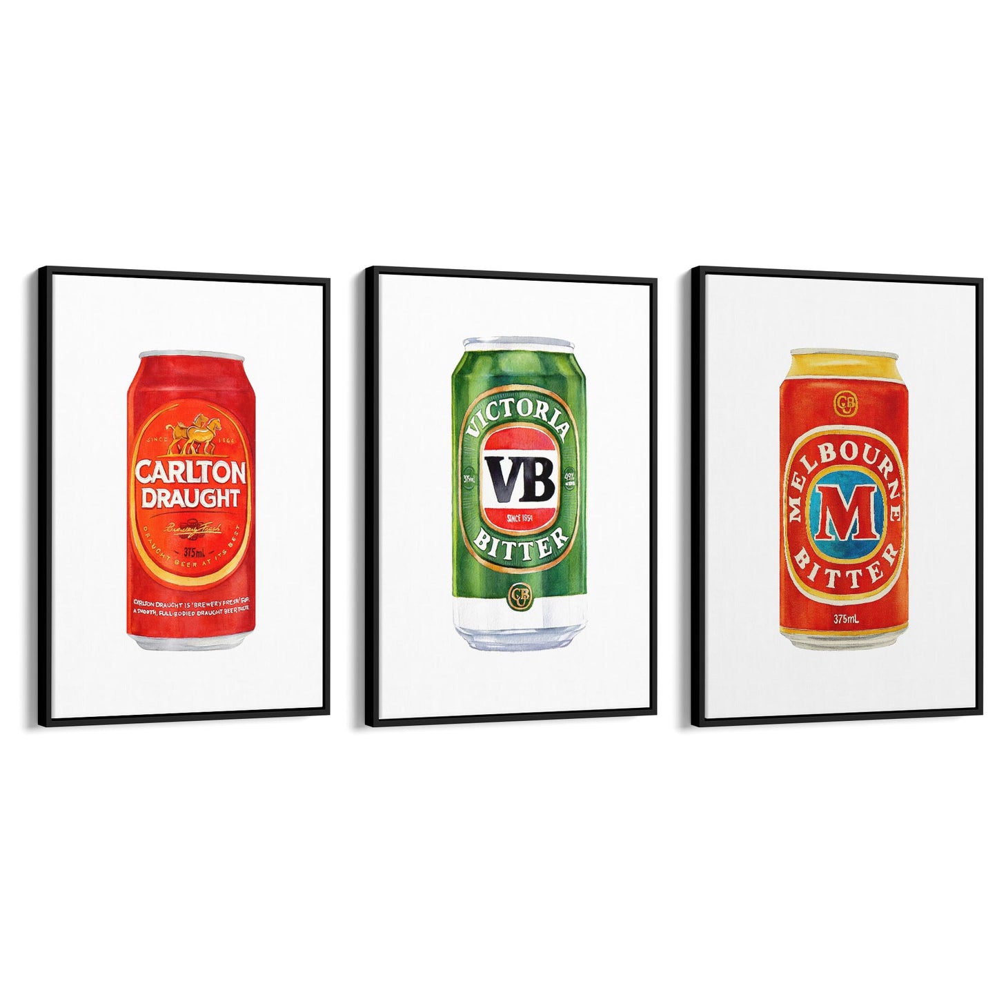 Set of Aussie Beer Tinnie Paintings Shed Wall Art - The Affordable Art Company