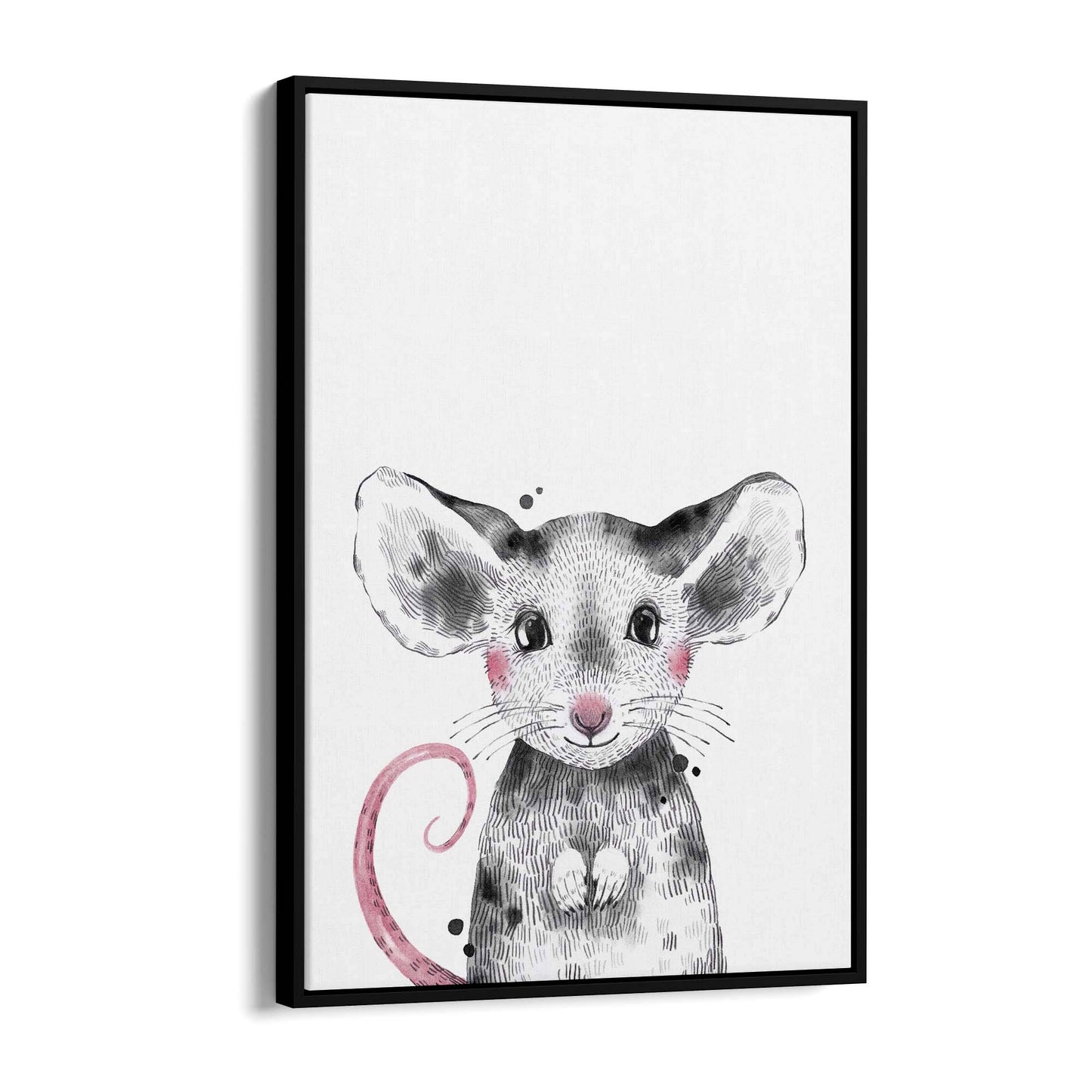 Cute Blushing Baby Mouse Nursery Animal Wall Art - The Affordable Art Company