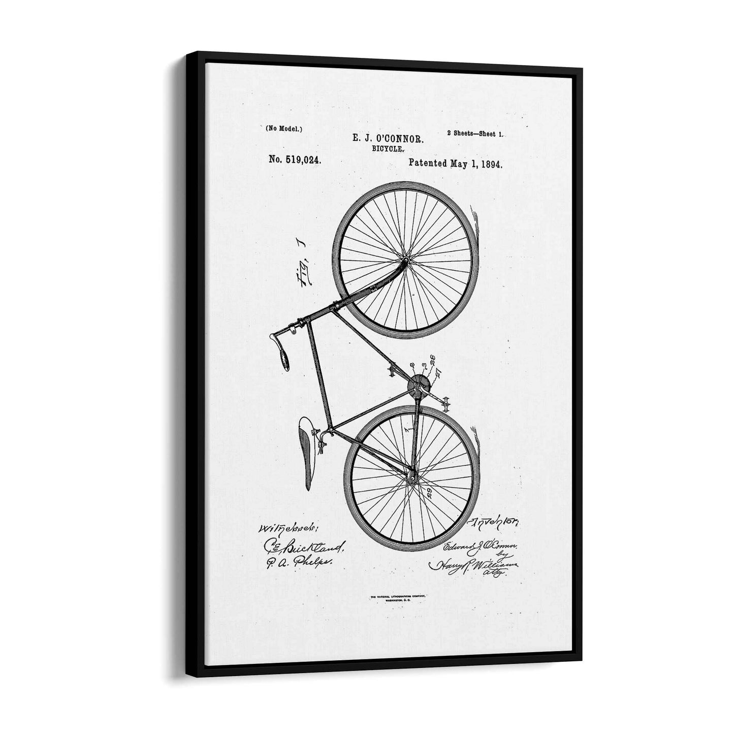 Vintage Bicycle Patent Cycling Cyclist Gift Wall Art #2 - The Affordable Art Company