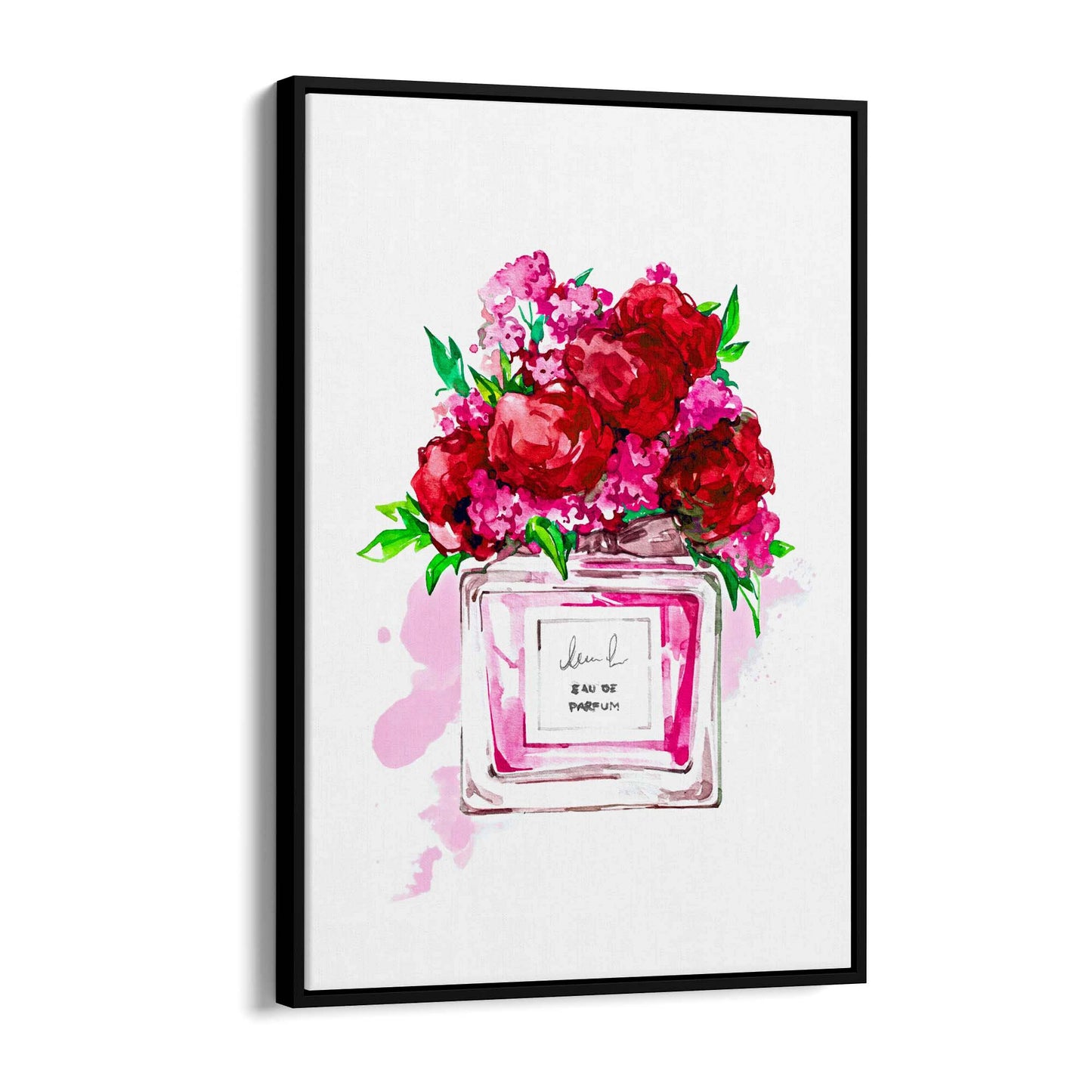 Red Floral Perfume Bottle Fashion Wall Art - The Affordable Art Company