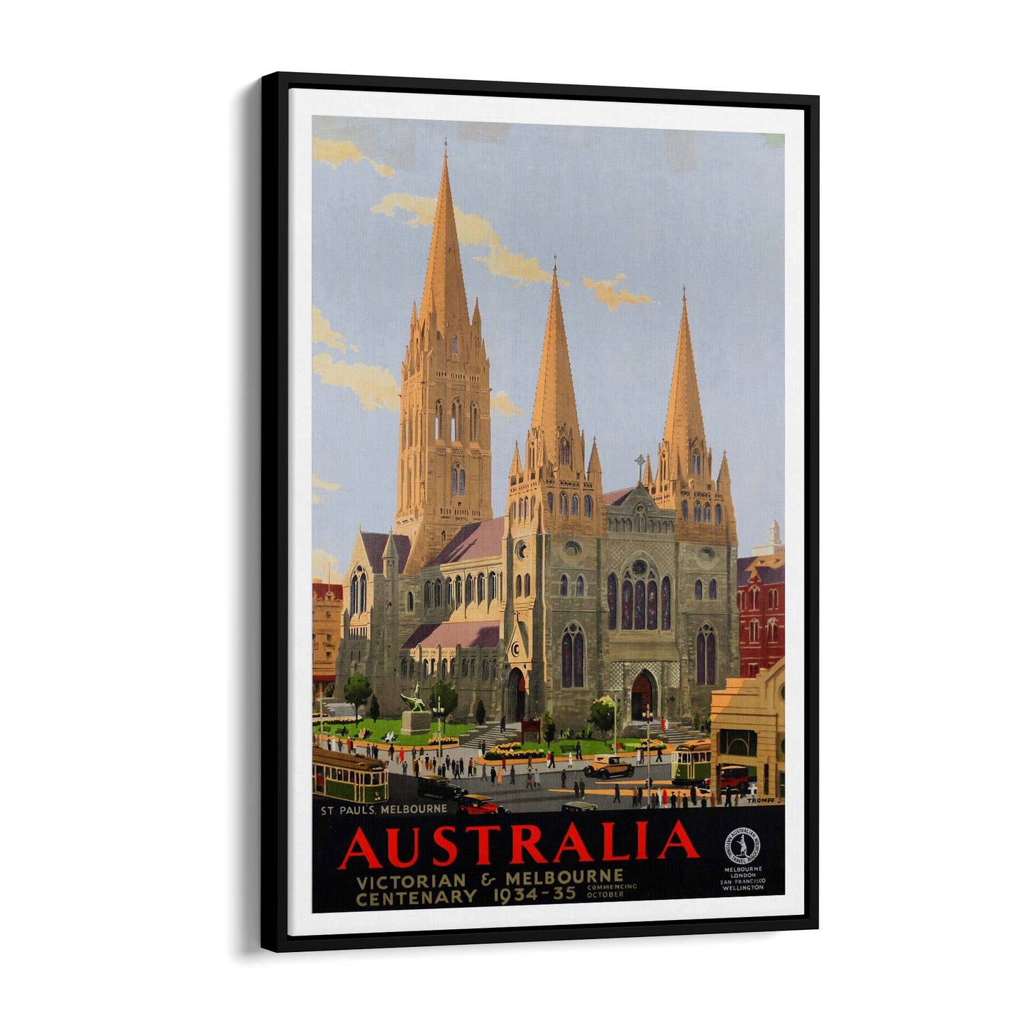 Vintage St Paul's Cathedral Melbourne Advert Art - The Affordable Art Company