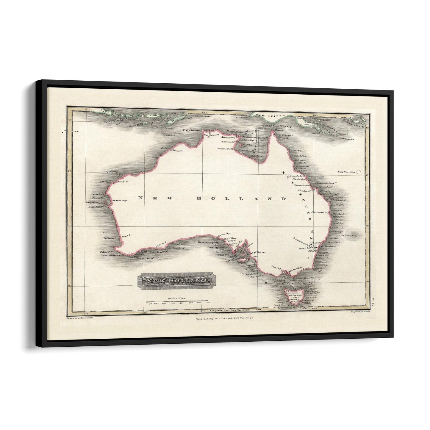 Australia Vintage Map Old Home Office Wall Art - The Affordable Art Company