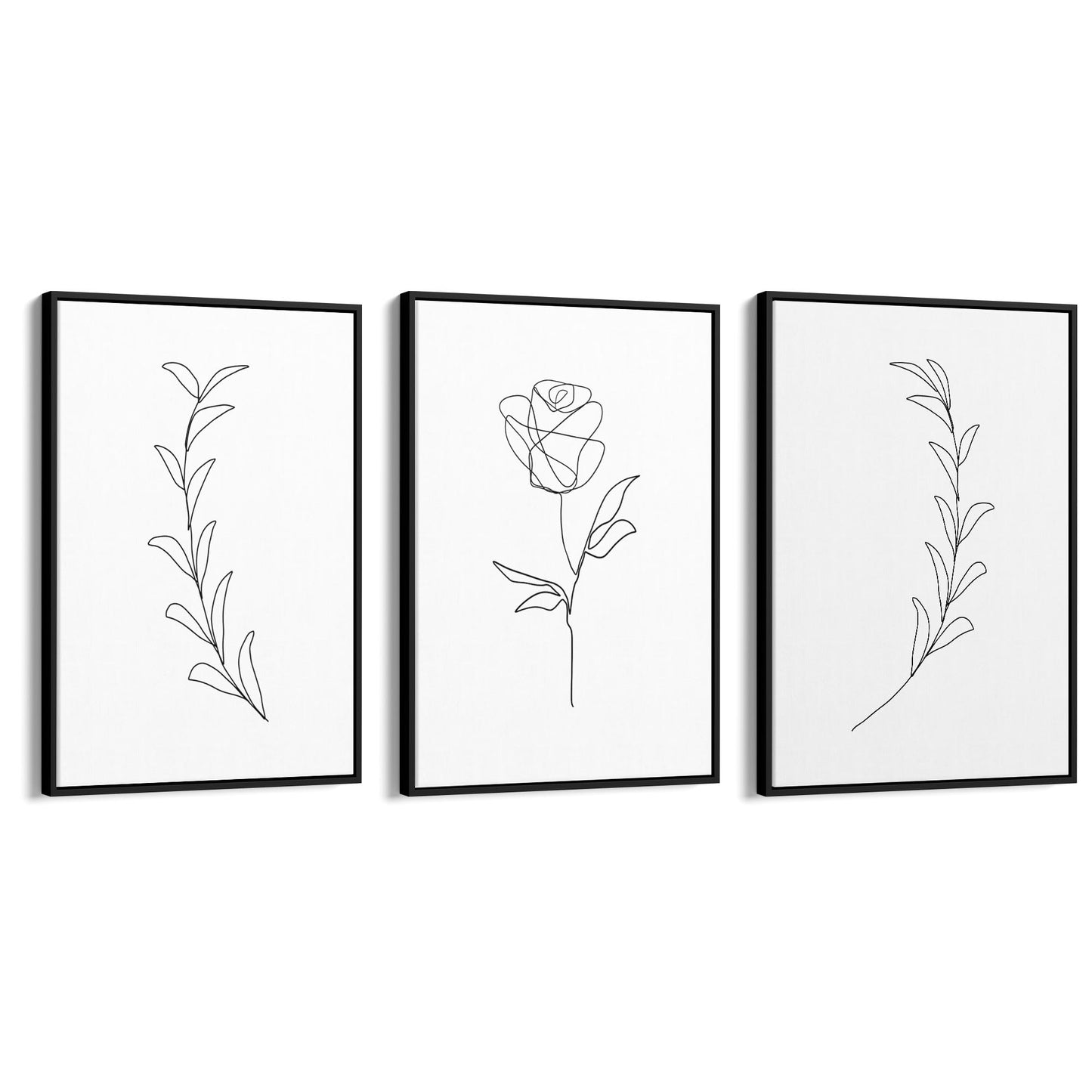 Set of Minimal Flower Line Drawings Wall Art #3 - The Affordable Art Company