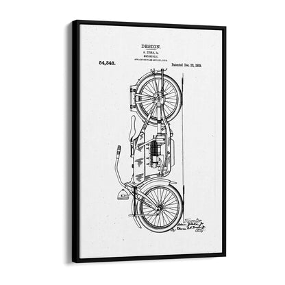 Vintage Motorcycle White Patent Man Cave Wall Art #2 - The Affordable Art Company