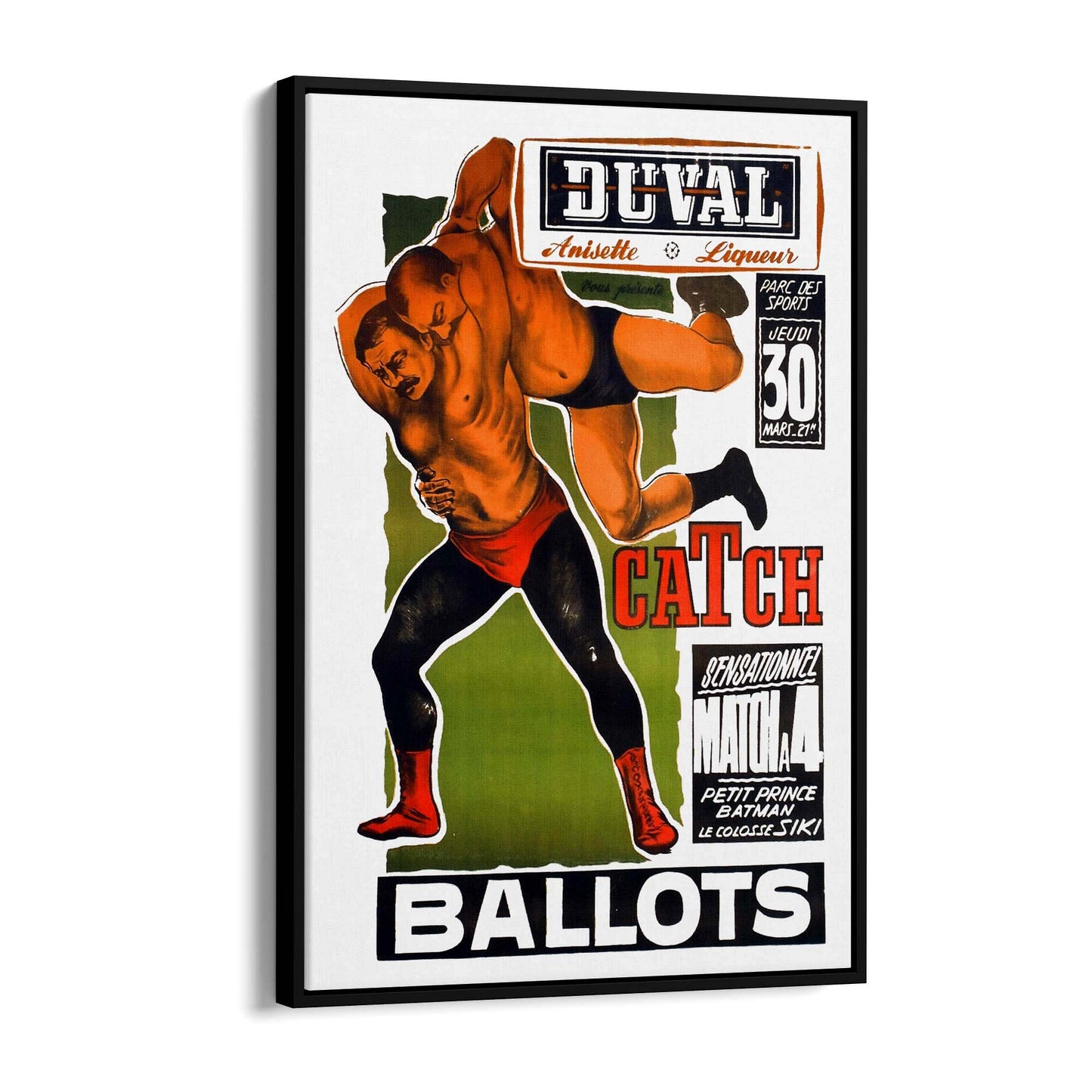 Duval French Wrestling Vintage Sports Advert Wall Art - The Affordable Art Company