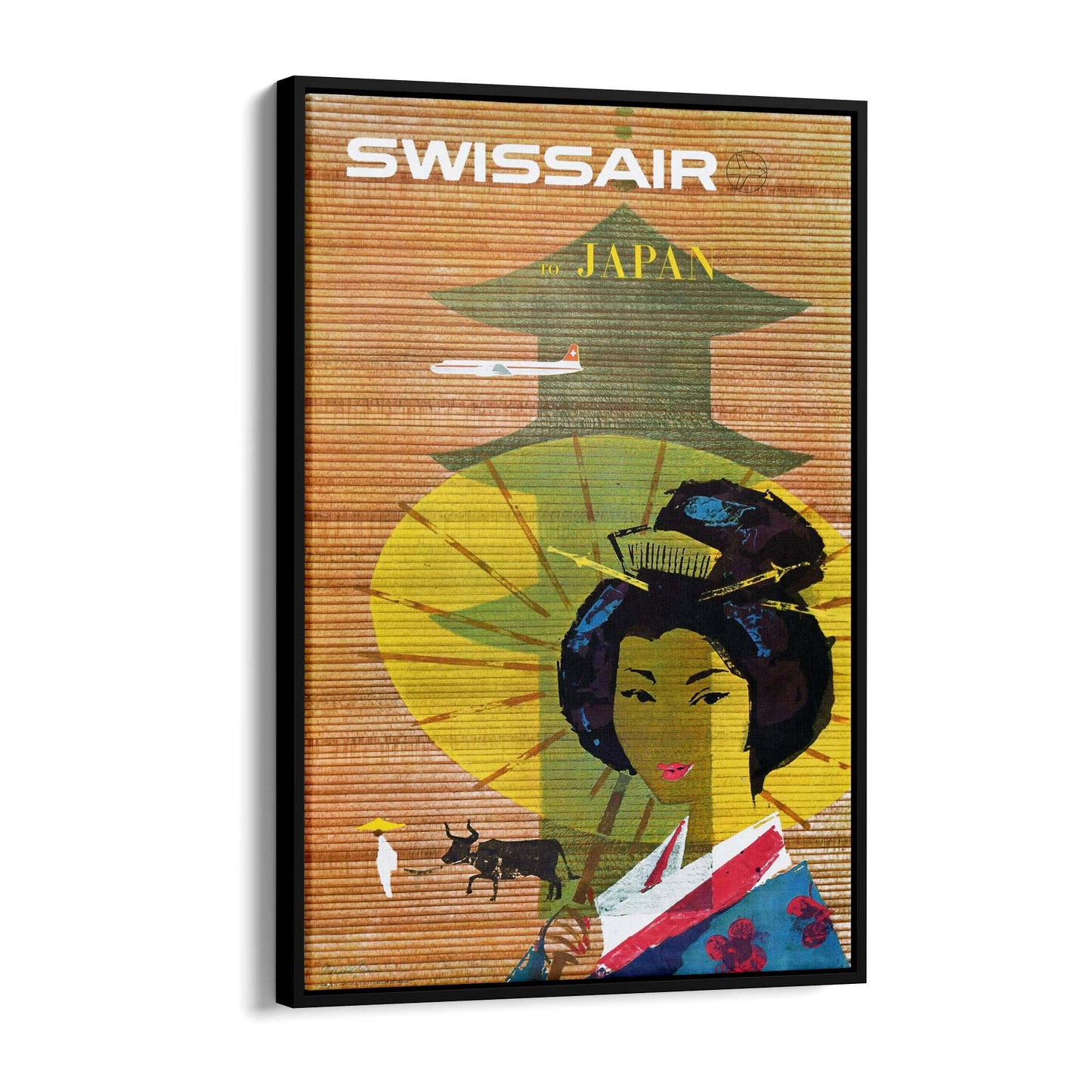 Swissair to Japan Vintage Travel Advert Wall Art - The Affordable Art Company