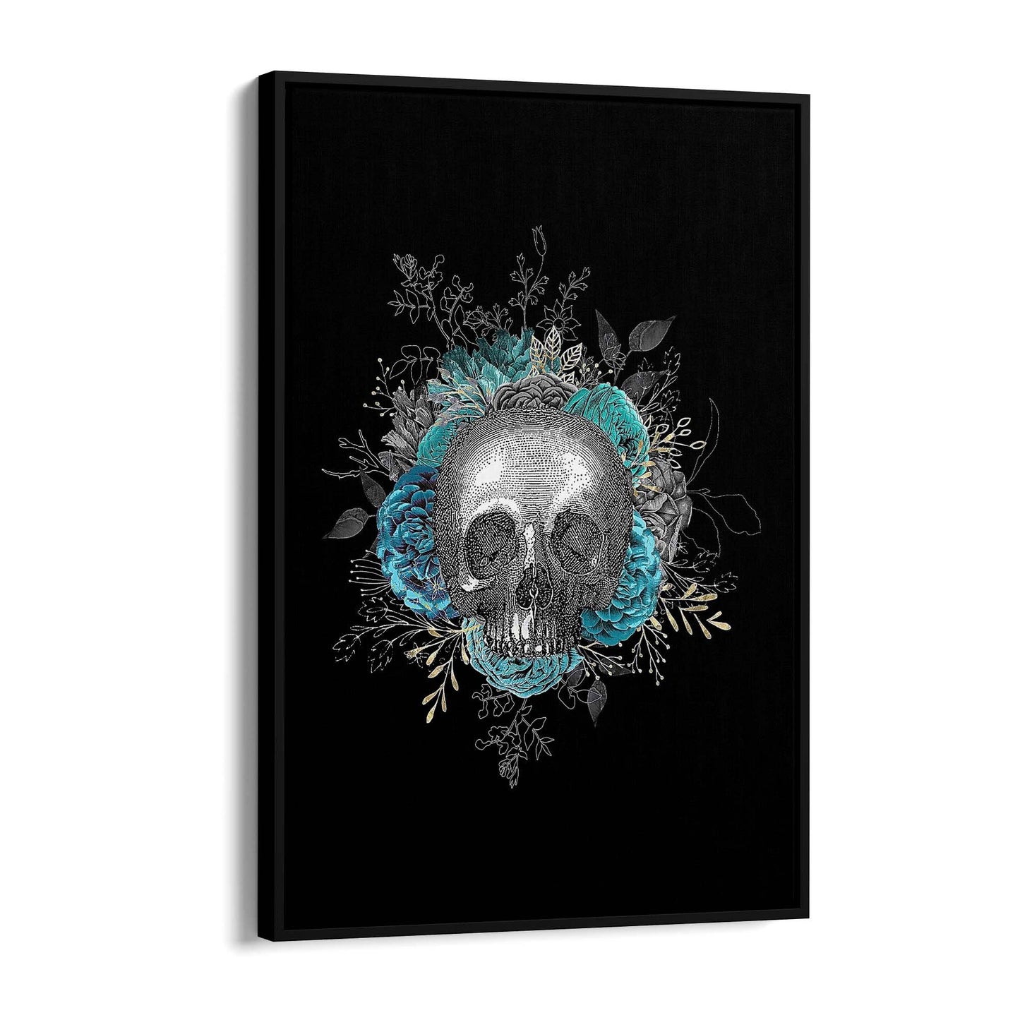Vintage Skull Black Gothic Fashion Wall Art - The Affordable Art Company