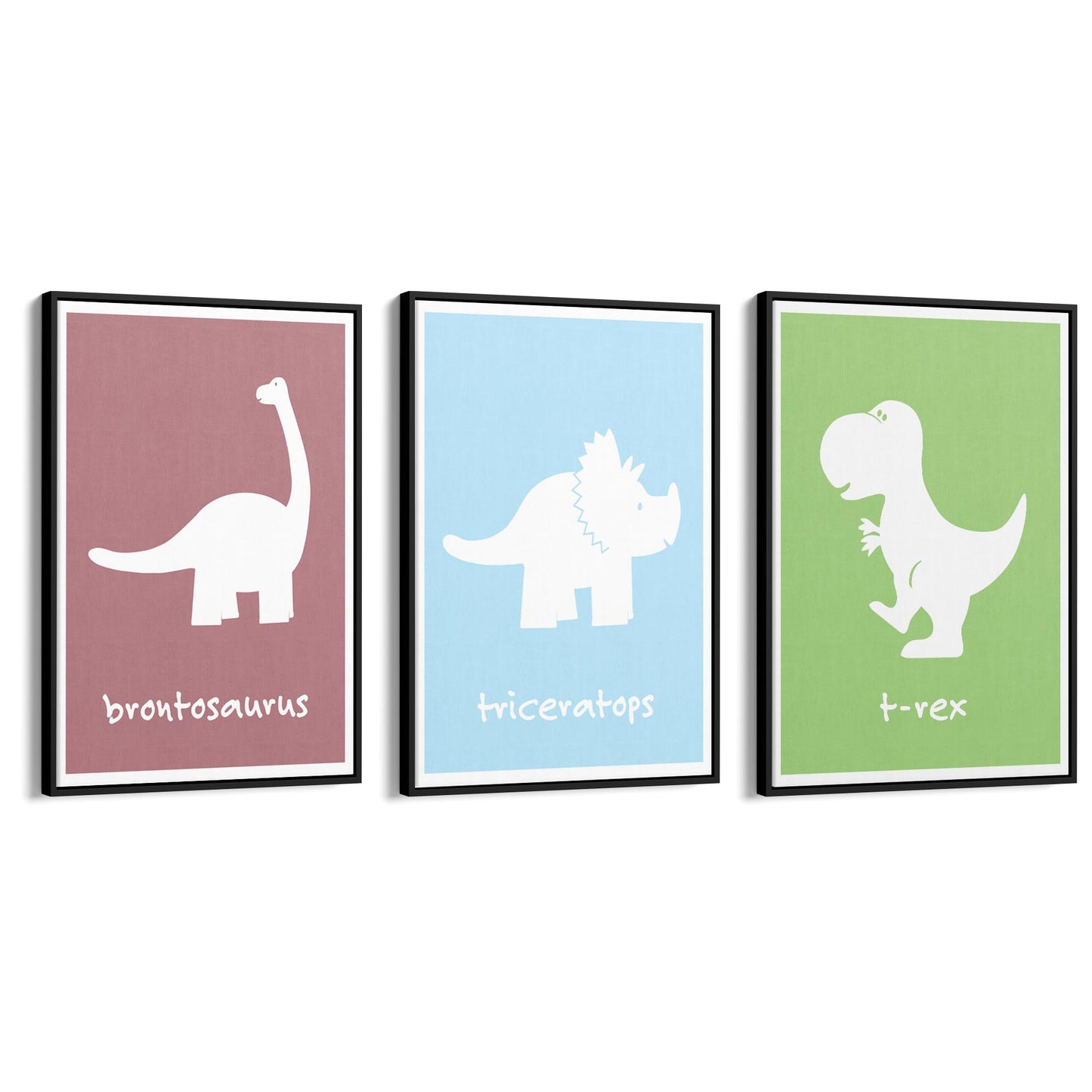 Set of Cartoon Dinosaur Nursery Bedroom Wall Art #2 - The Affordable Art Company