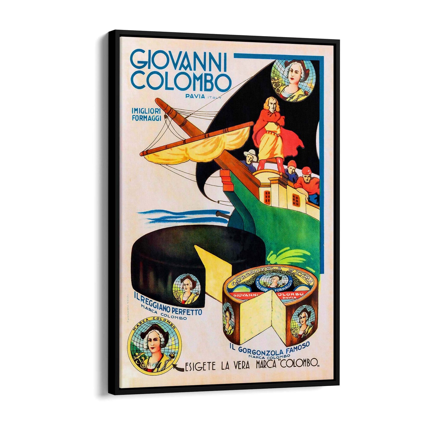 Giovanni Columbo Italian Cheese Vintage Food Advert Wall Art - The Affordable Art Company