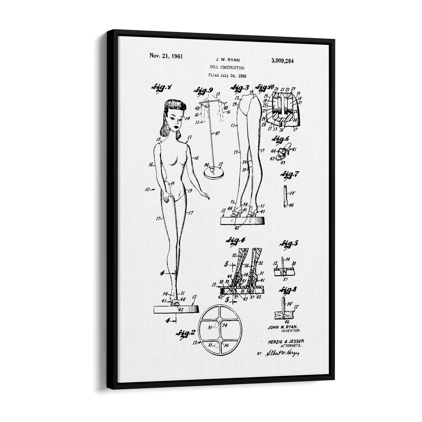 Vintage Barbie Doll Toy Patent Old Style Wall Art #2 - The Affordable Art Company