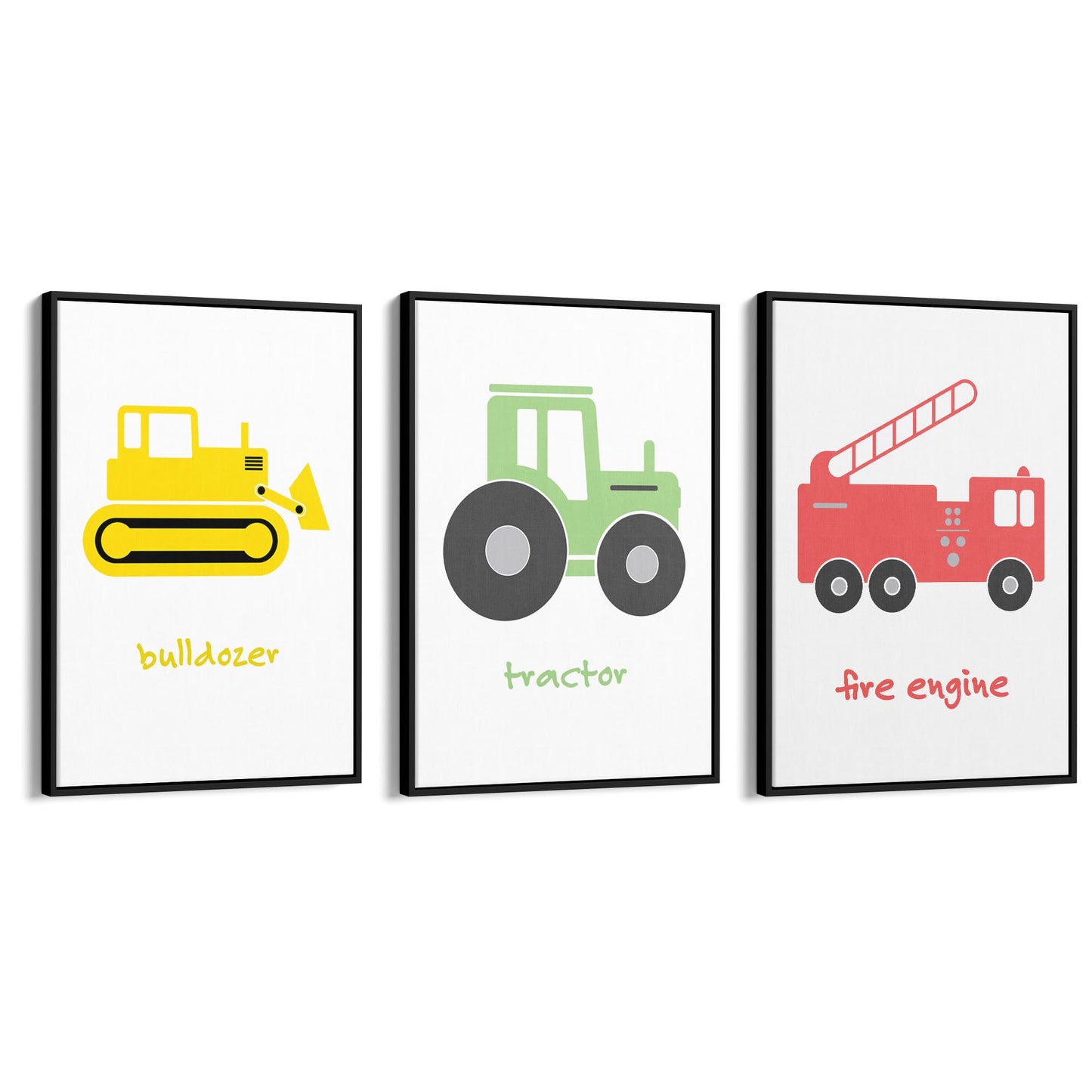 Set of Nursery Vehicles Boys Bedroom Wall Art - The Affordable Art Company