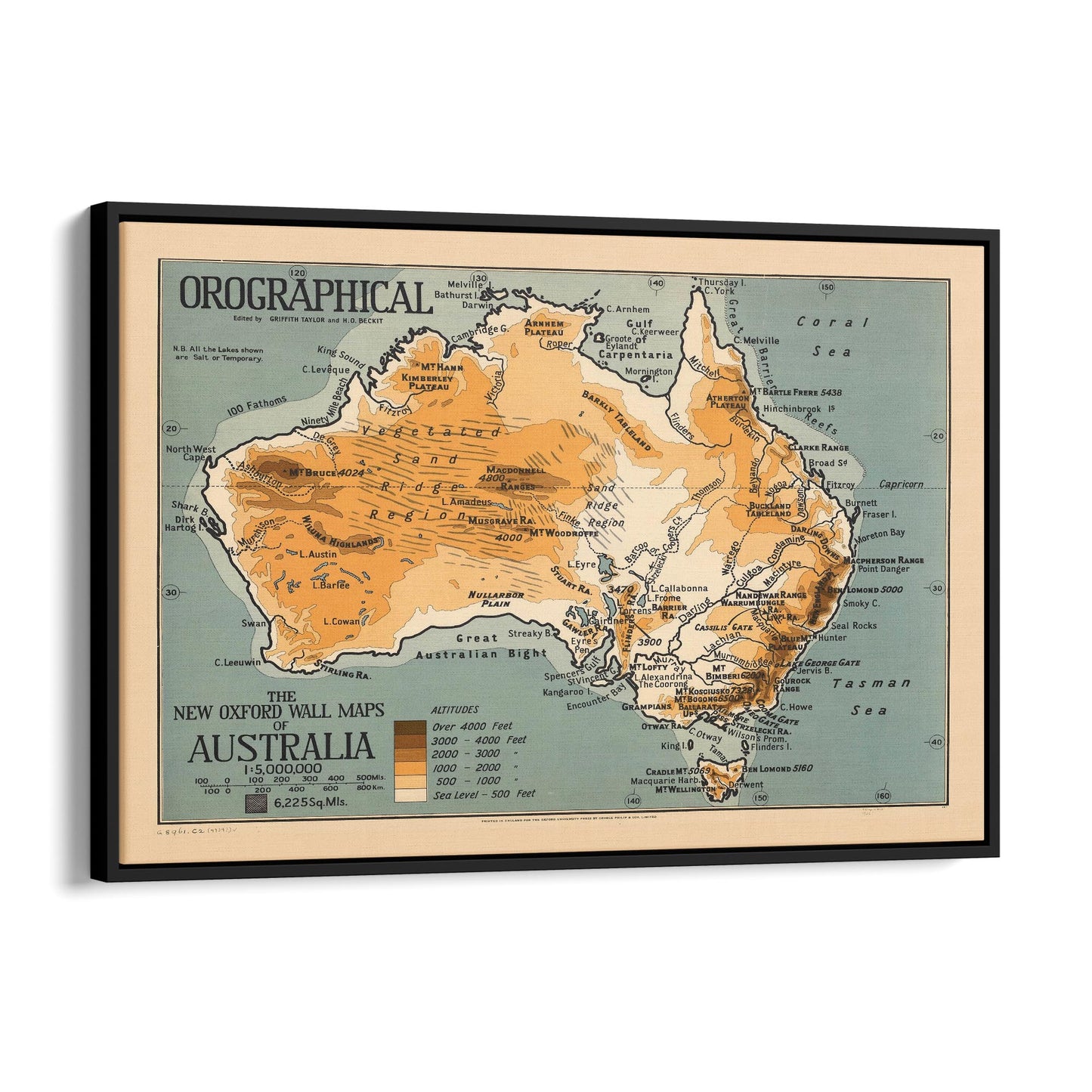 Australian Vintage Map Geographical Wall Art - The Affordable Art Company