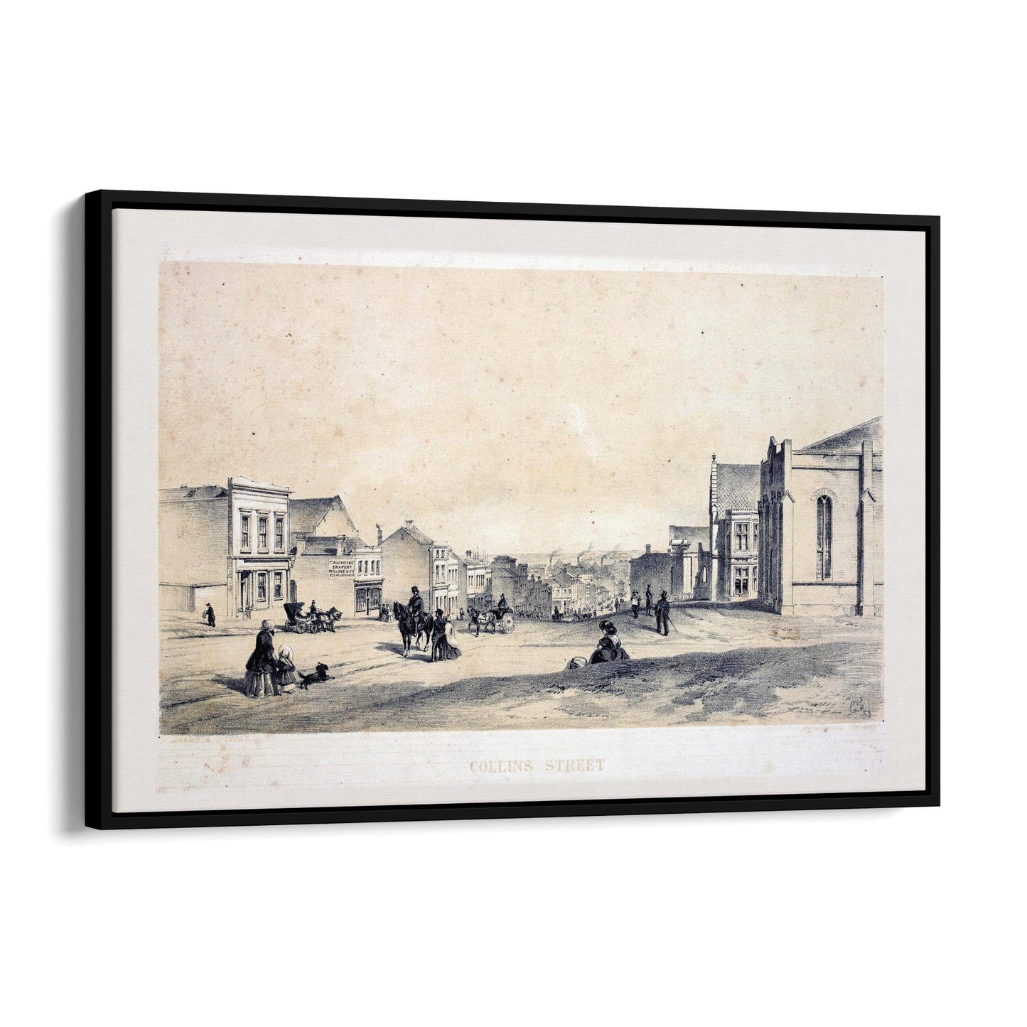 Collins St Melbourne Vintage Drawing Wall Art - The Affordable Art Company