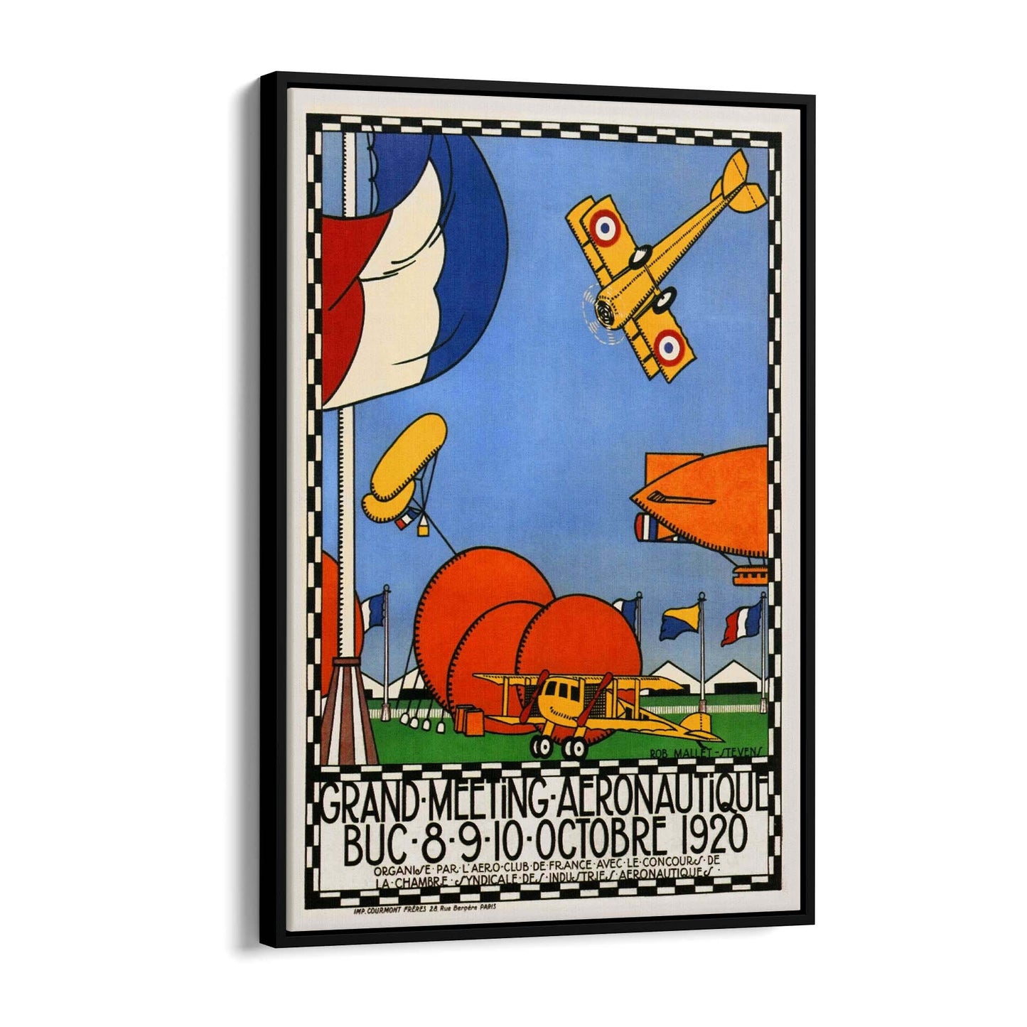 French Air Show Vintage Advert Pilot Wall Art - The Affordable Art Company