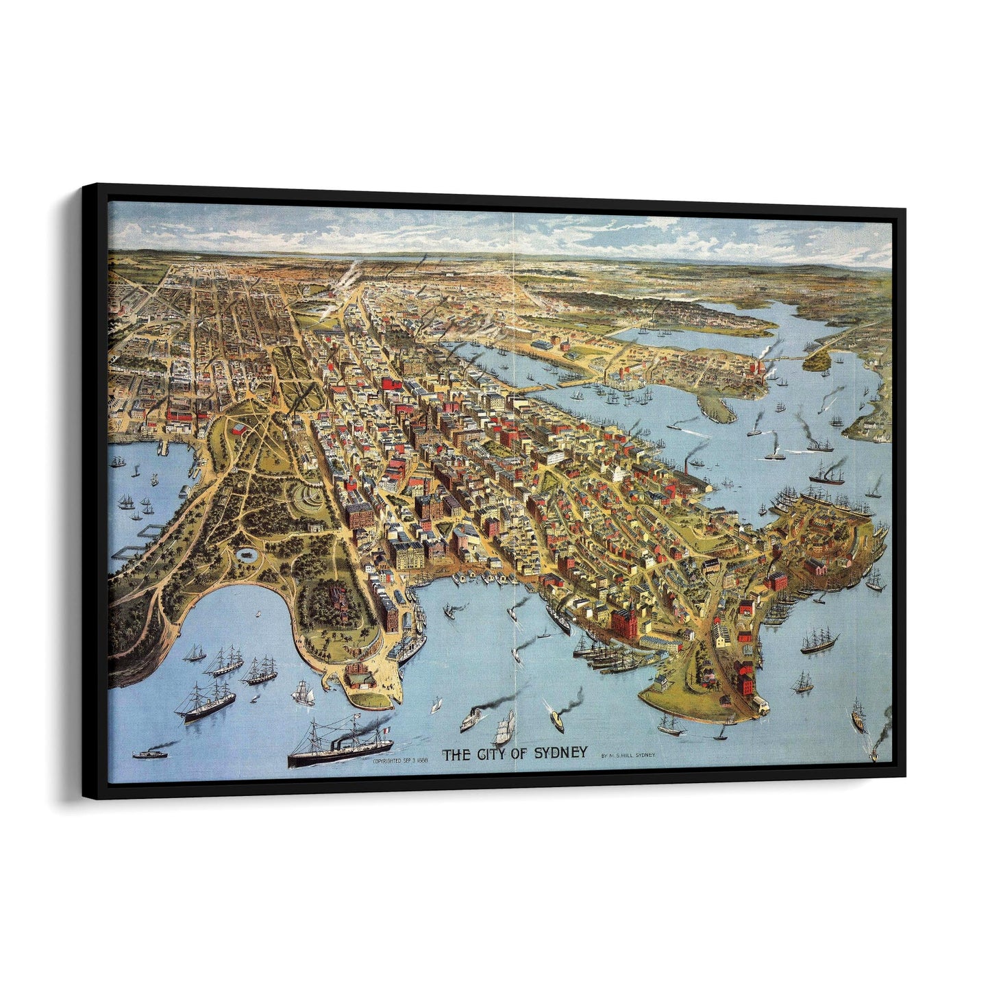 Vintage Sydney Map New South Wales Wall Art - The Affordable Art Company