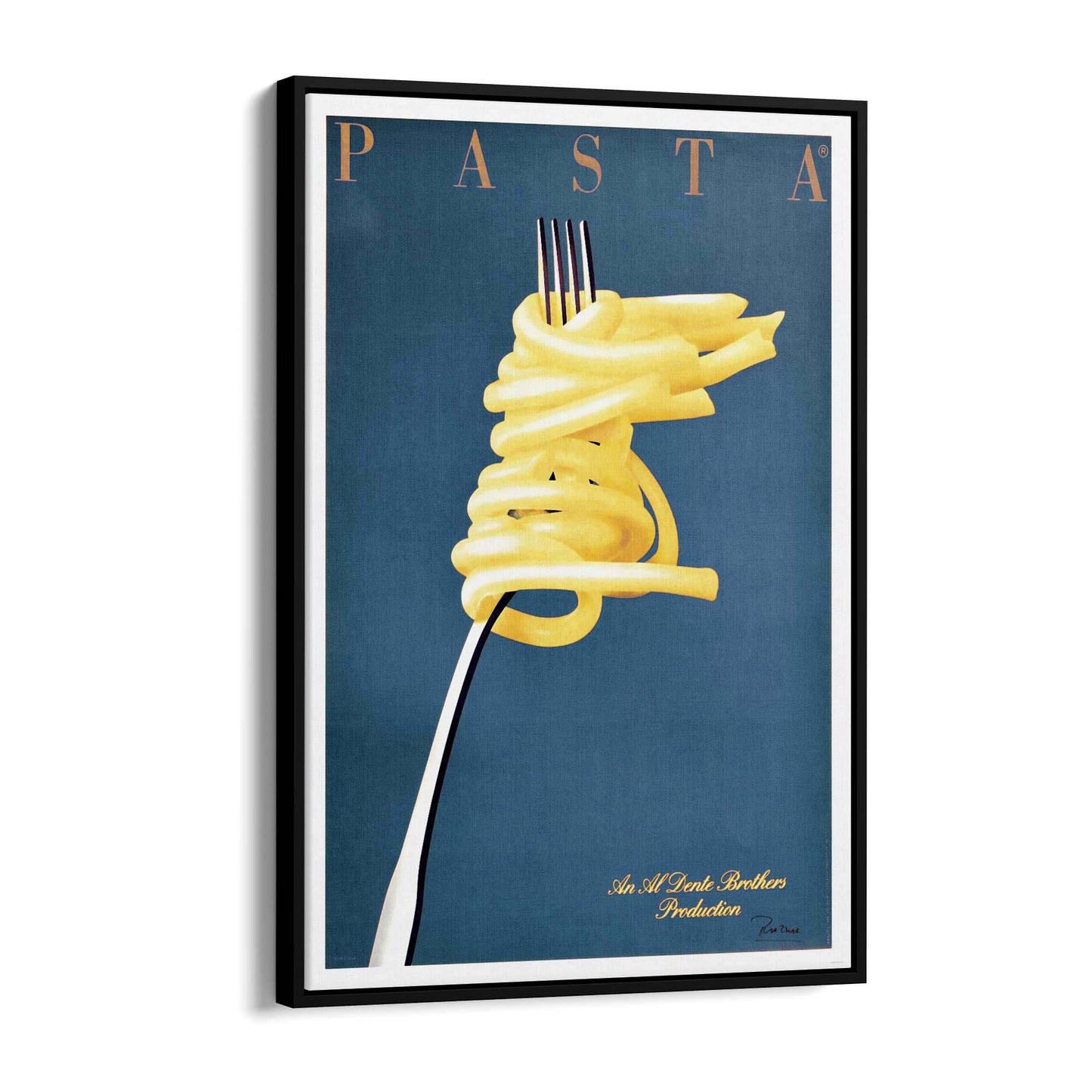 Blue Italian Pasta Vintage Advert Restaurant Wall Art - The Affordable Art Company