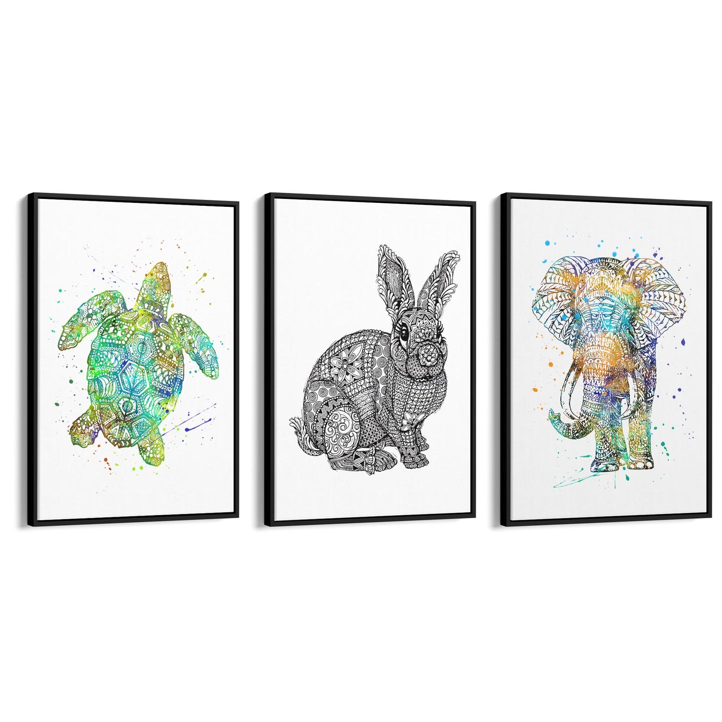 Set of Animal Mandala Pattern Abstract Wall Art #2 - The Affordable Art Company