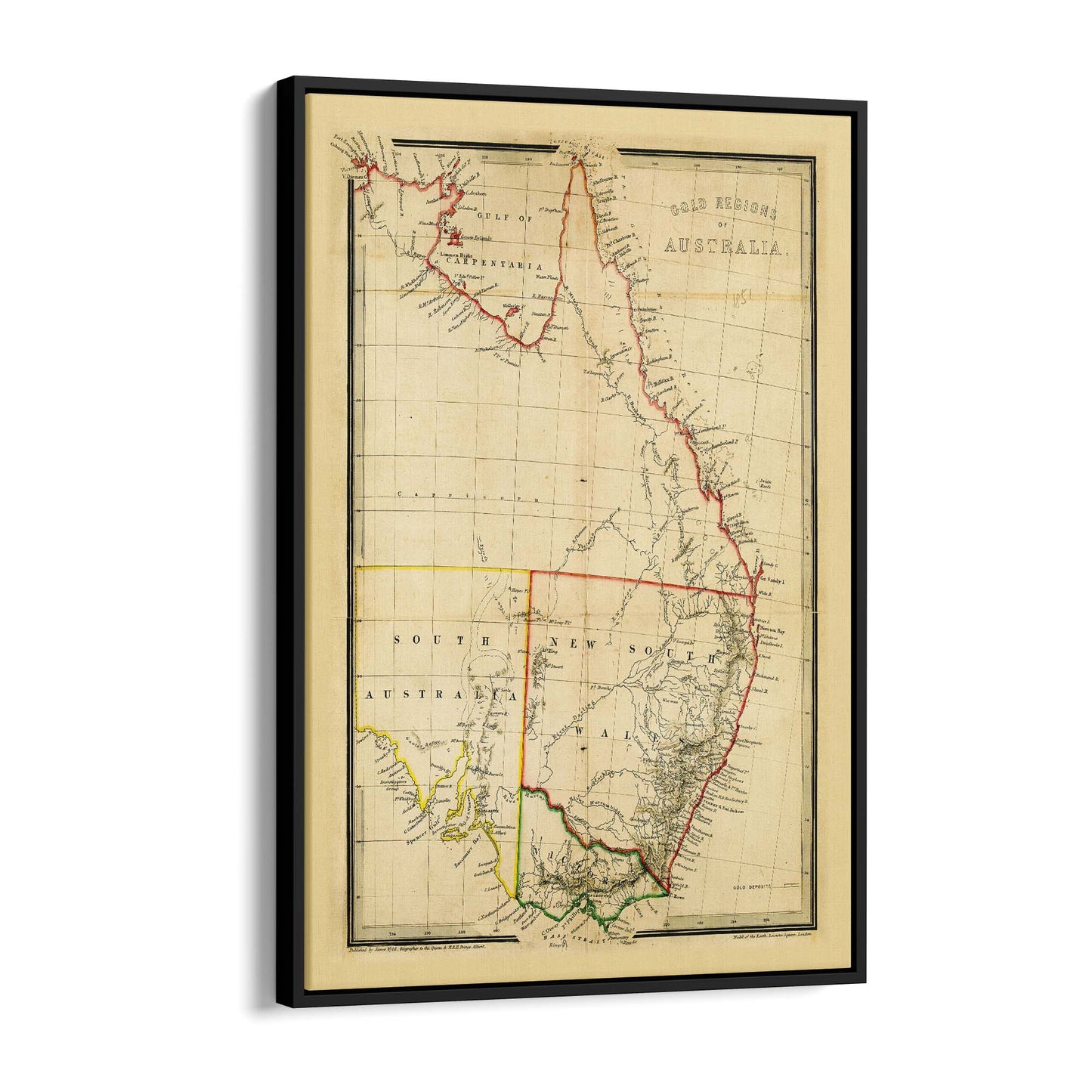 Vintage East Coast Australia Map Wall Art - The Affordable Art Company