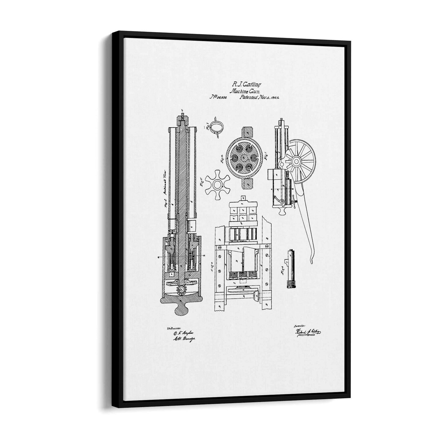 Vintage Machine Gun Patent Wall Art #2 - The Affordable Art Company