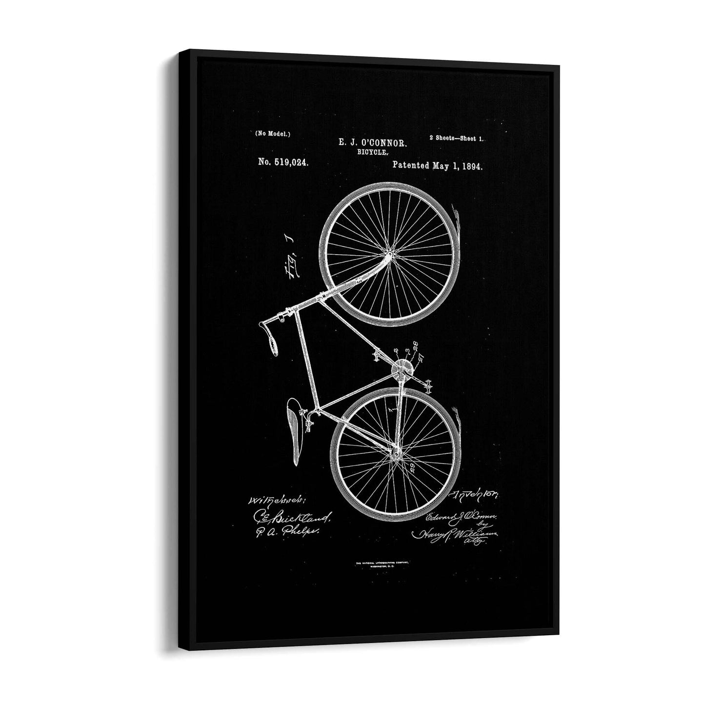 Vintage Bicycle Patent Cycling Cyclist Gift Wall Art #1 - The Affordable Art Company