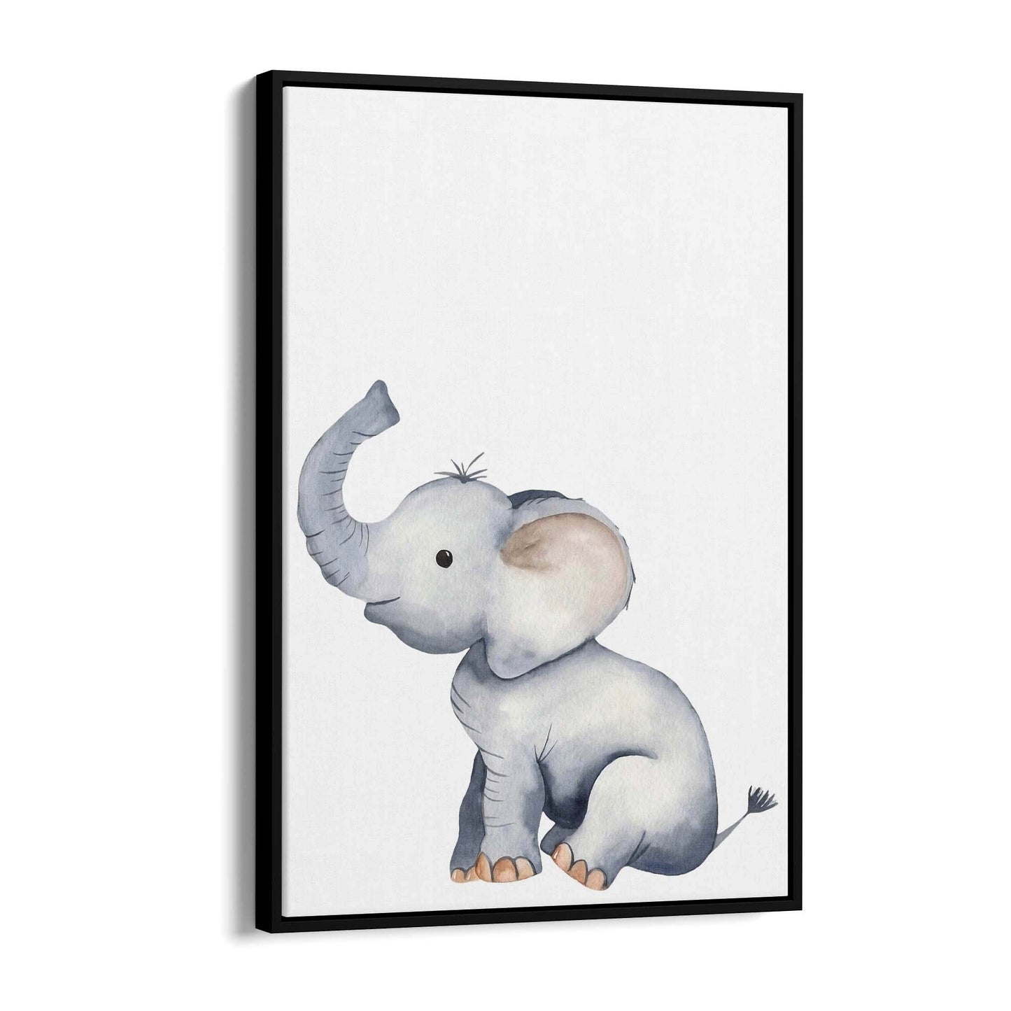 Cartoon Elephant Cute Nursery Baby Animal Wall Art #1 - The Affordable Art Company