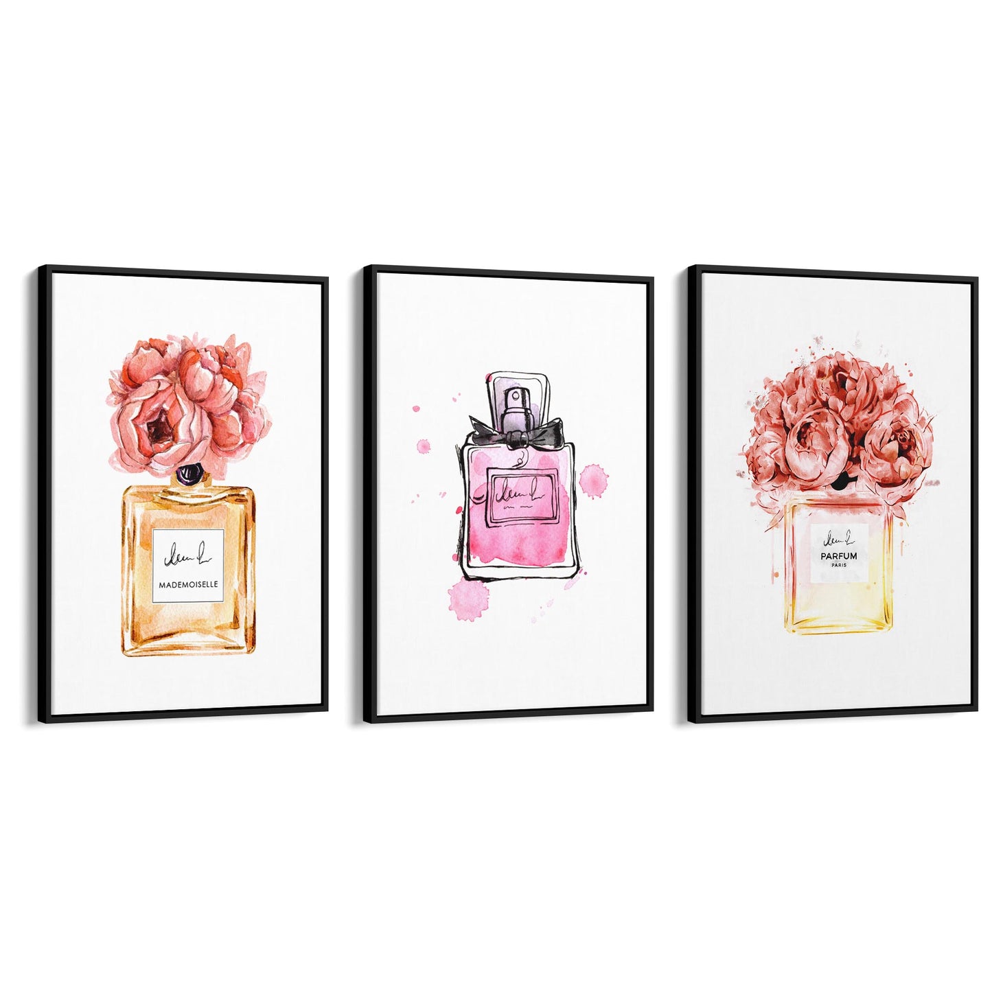 Set of Perfume Bottle Fashion Bedroom Wall Art #3 - The Affordable Art Company