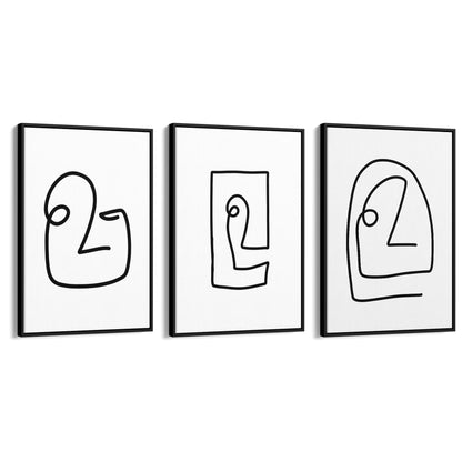 Set of Face Line Drawings Abstract Style Wall Art #1 - The Affordable Art Company
