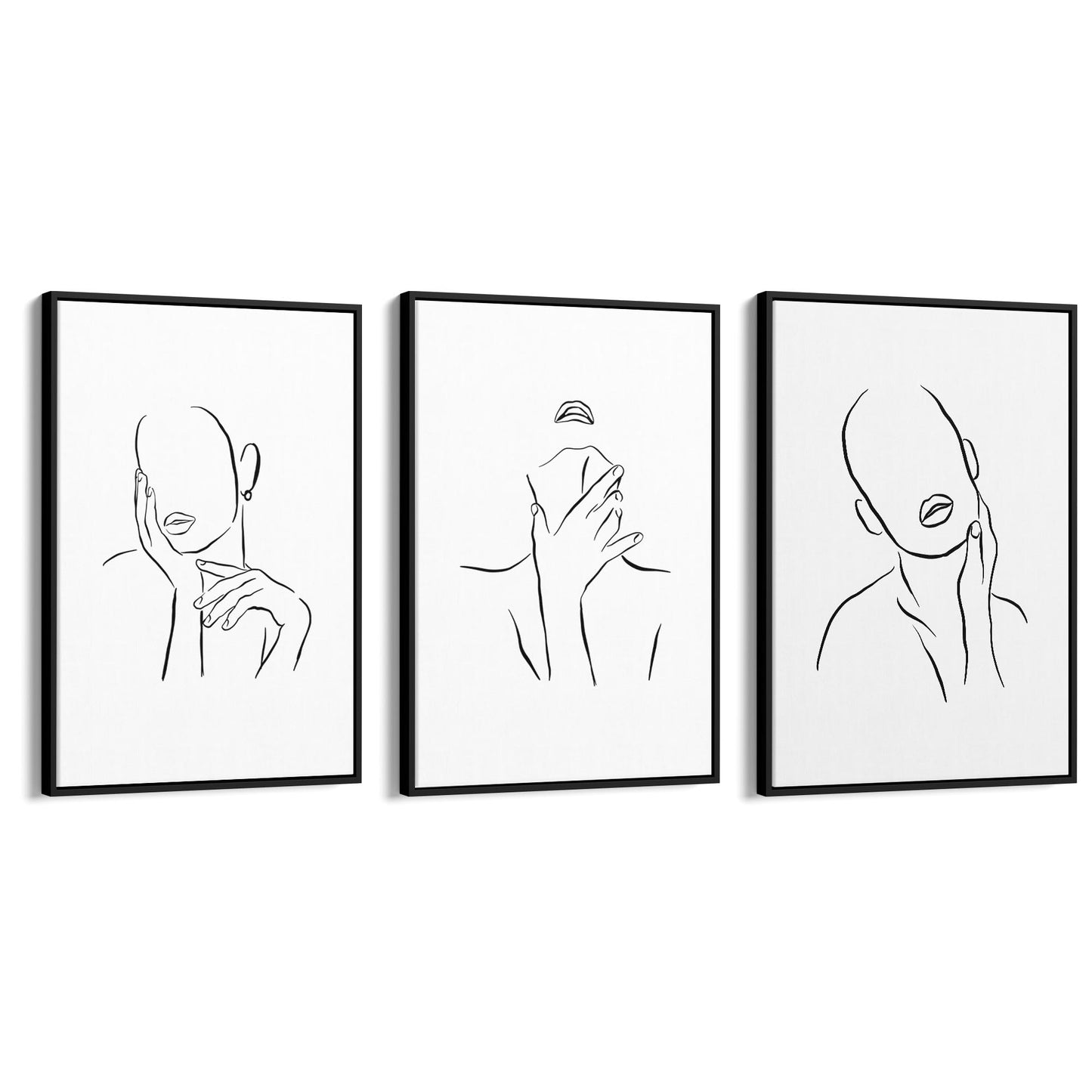 Set of Female Faces Minimal Line Drawings Wall Art - The Affordable Art Company