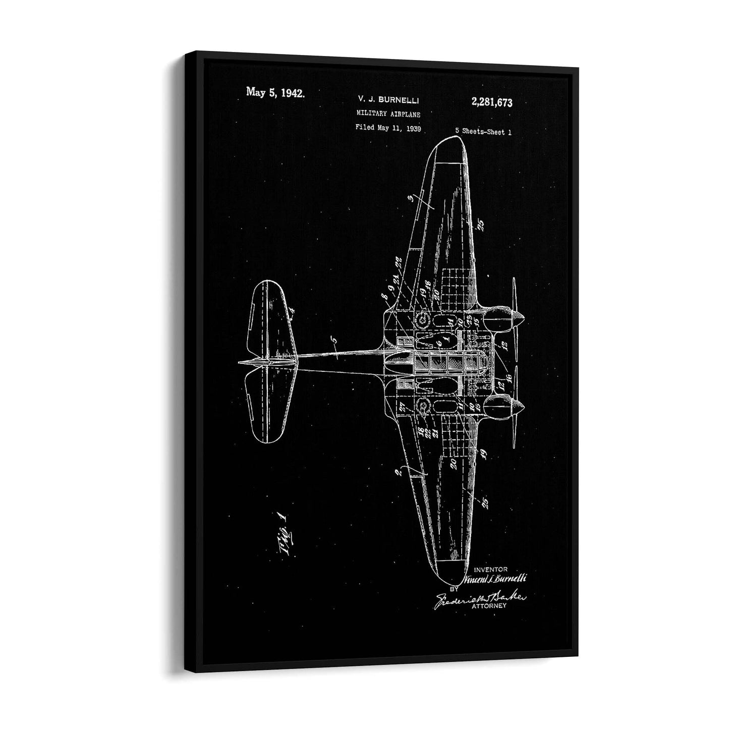 Airplane Patent Vintage Minimal Man Cave Wall Art #4 - The Affordable Art Company