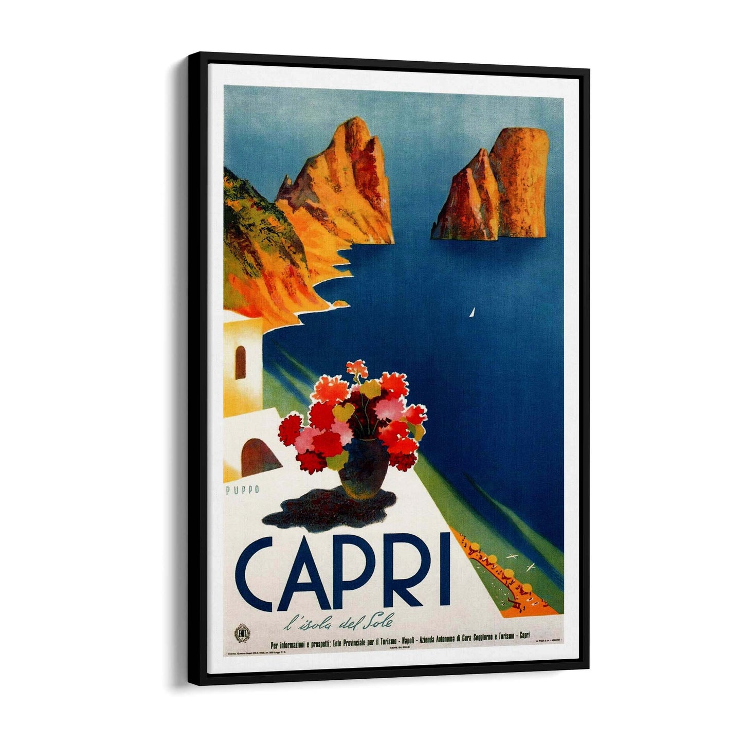 Capri, Italy Vintage Travel Italian Coastal Wall Art - The Affordable Art Company