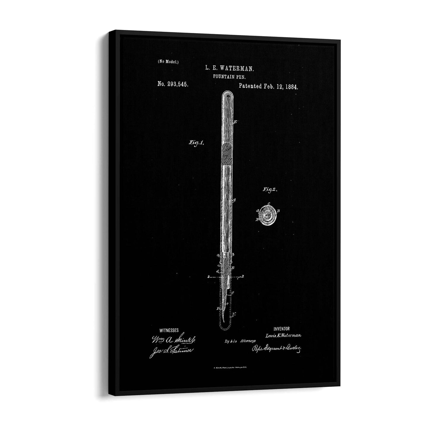 Vintage Fountain Pen Patent Artwork Wall Art #1 - The Affordable Art Company