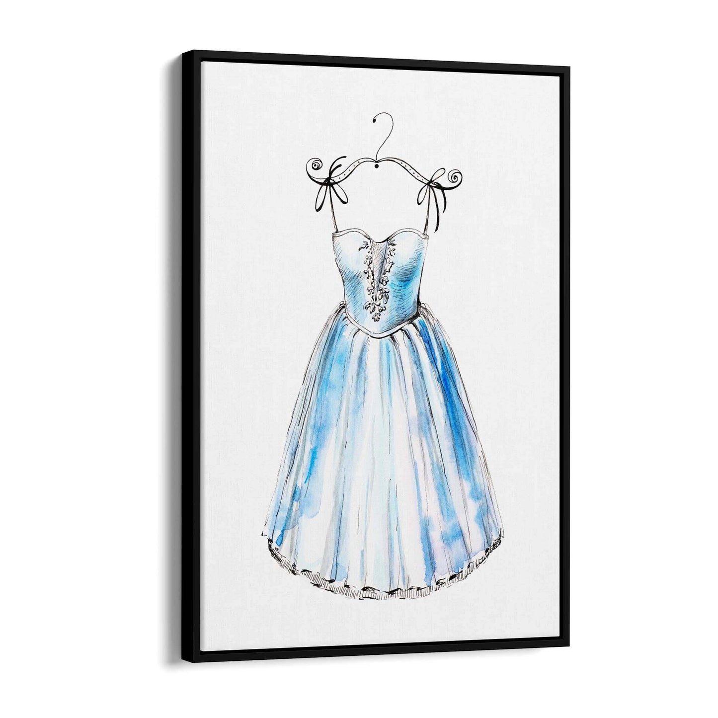 Blue Ballet Dress Girls Bedroom Ballerina Wall Art - The Affordable Art Company