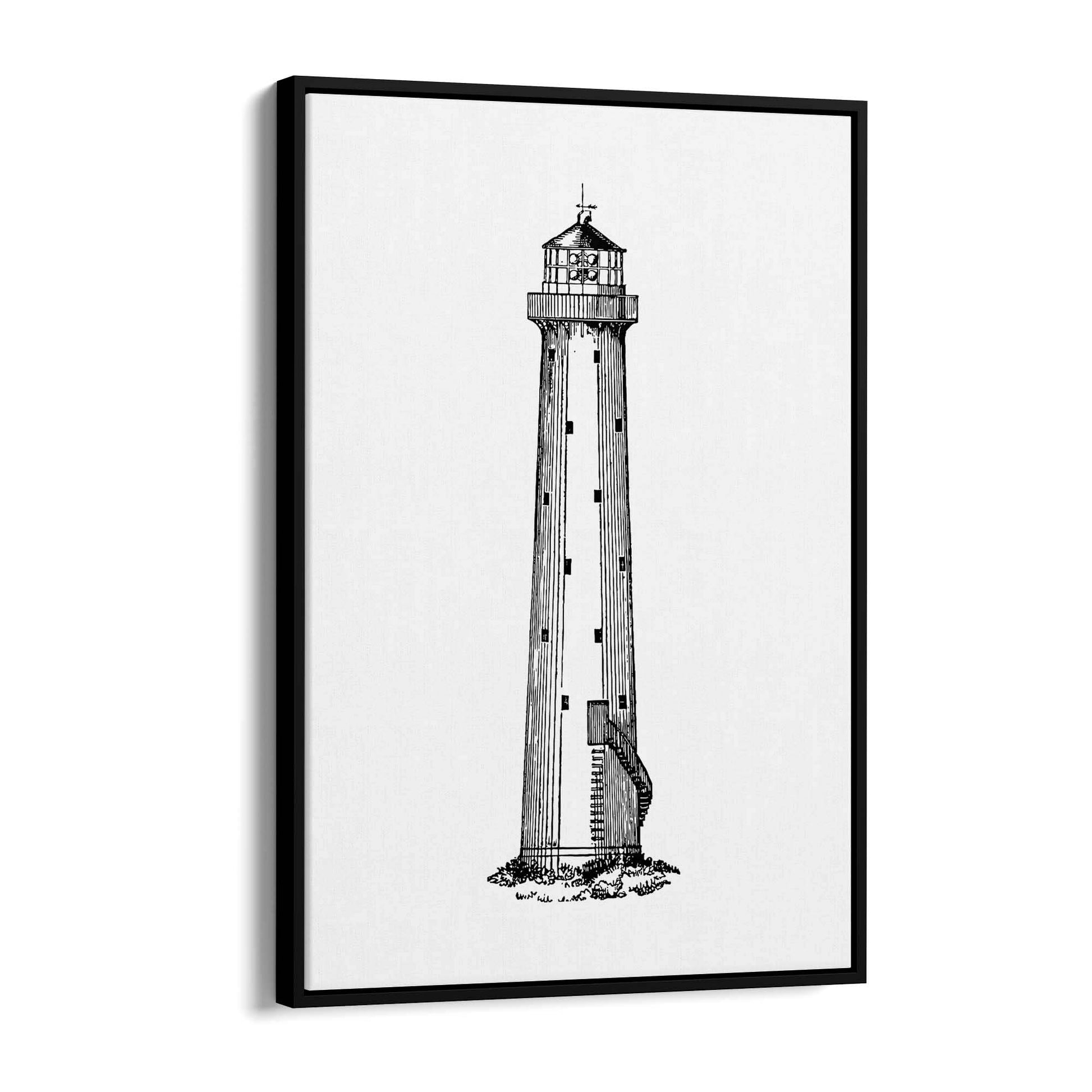 Lighthouse Coastal Drawing Nautical Wall Art - The Affordable Art Company