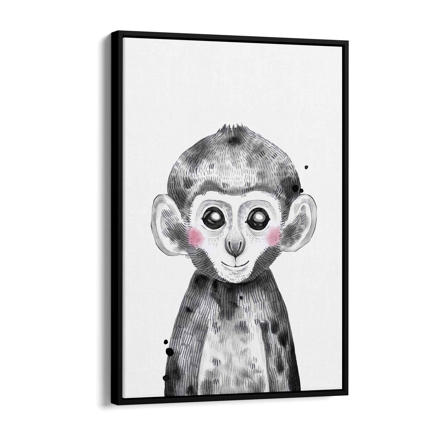 Cute Blushing Baby Monkey Nursery Animal Wall Art - The Affordable Art Company